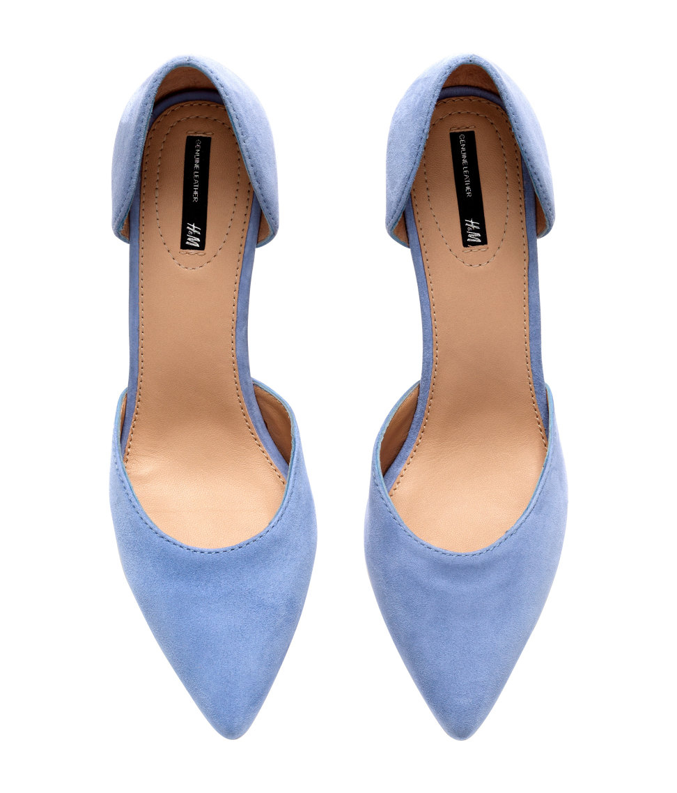 blue suede heeled shoes