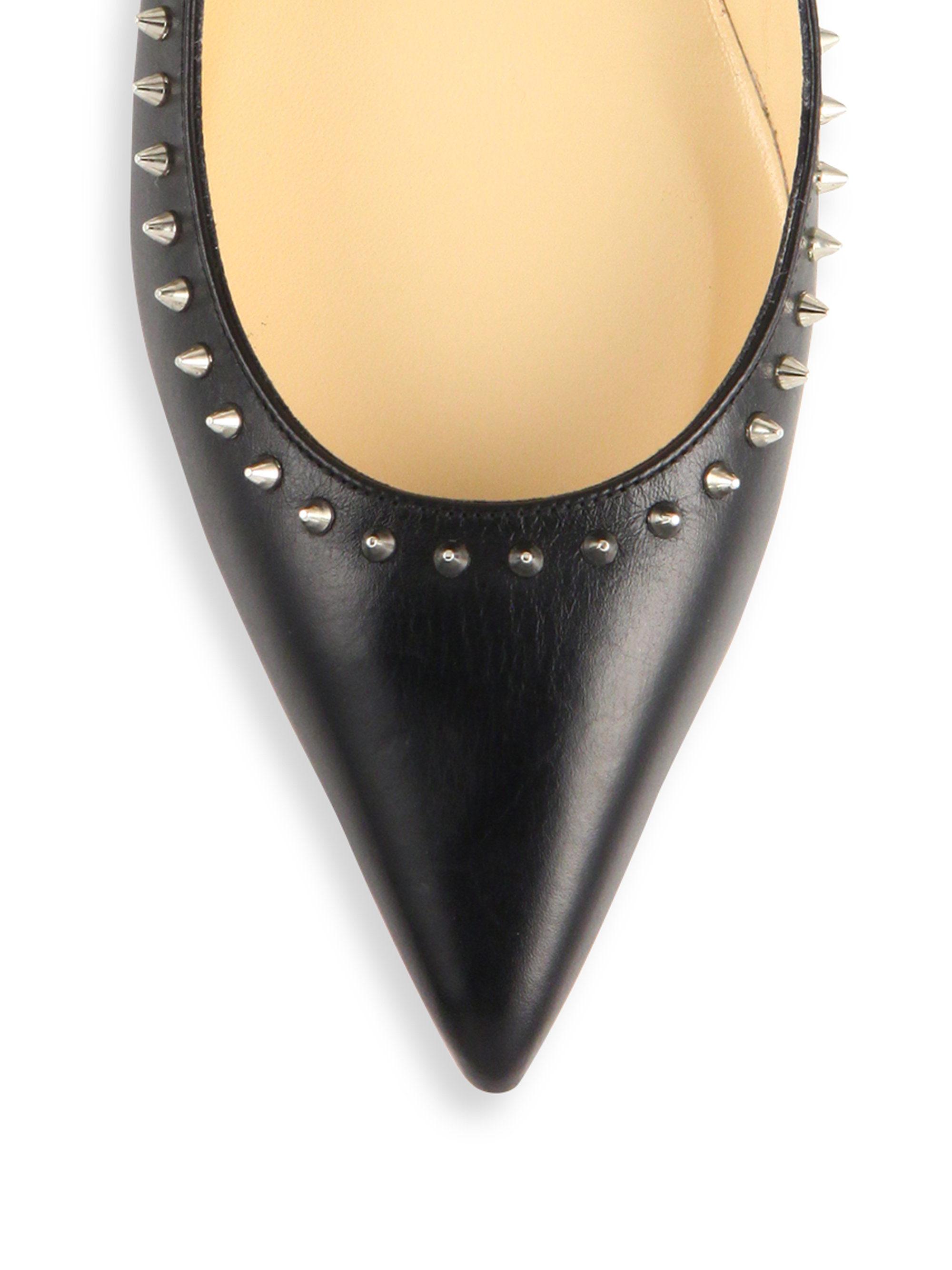 Christian louboutin Spiked Leather Ballet Flats in Black | Lyst