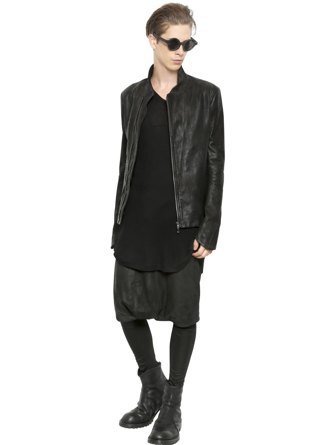 Julius Nappa Leather Moto Jacket In Black For Men Lyst Gallery