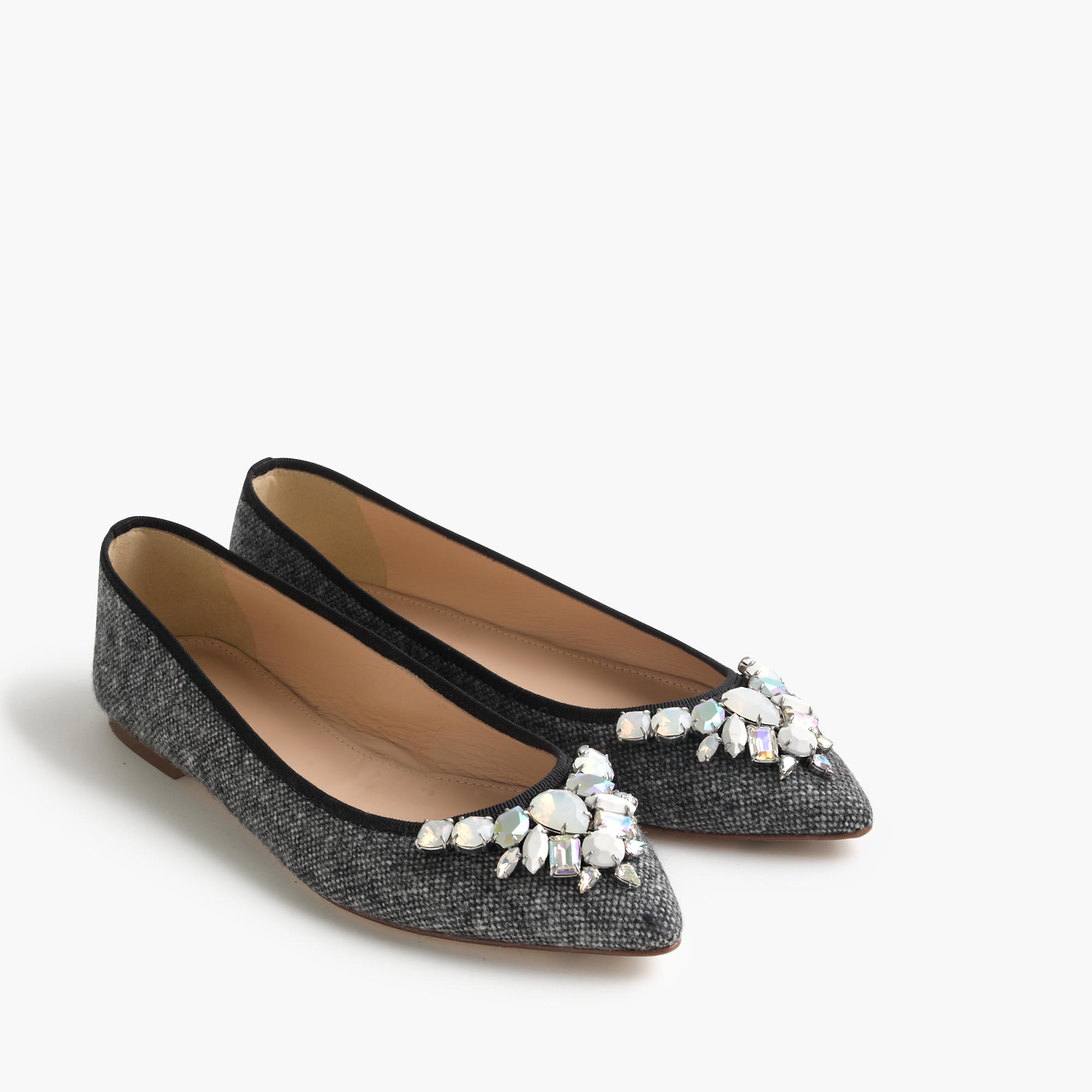 black jeweled flats