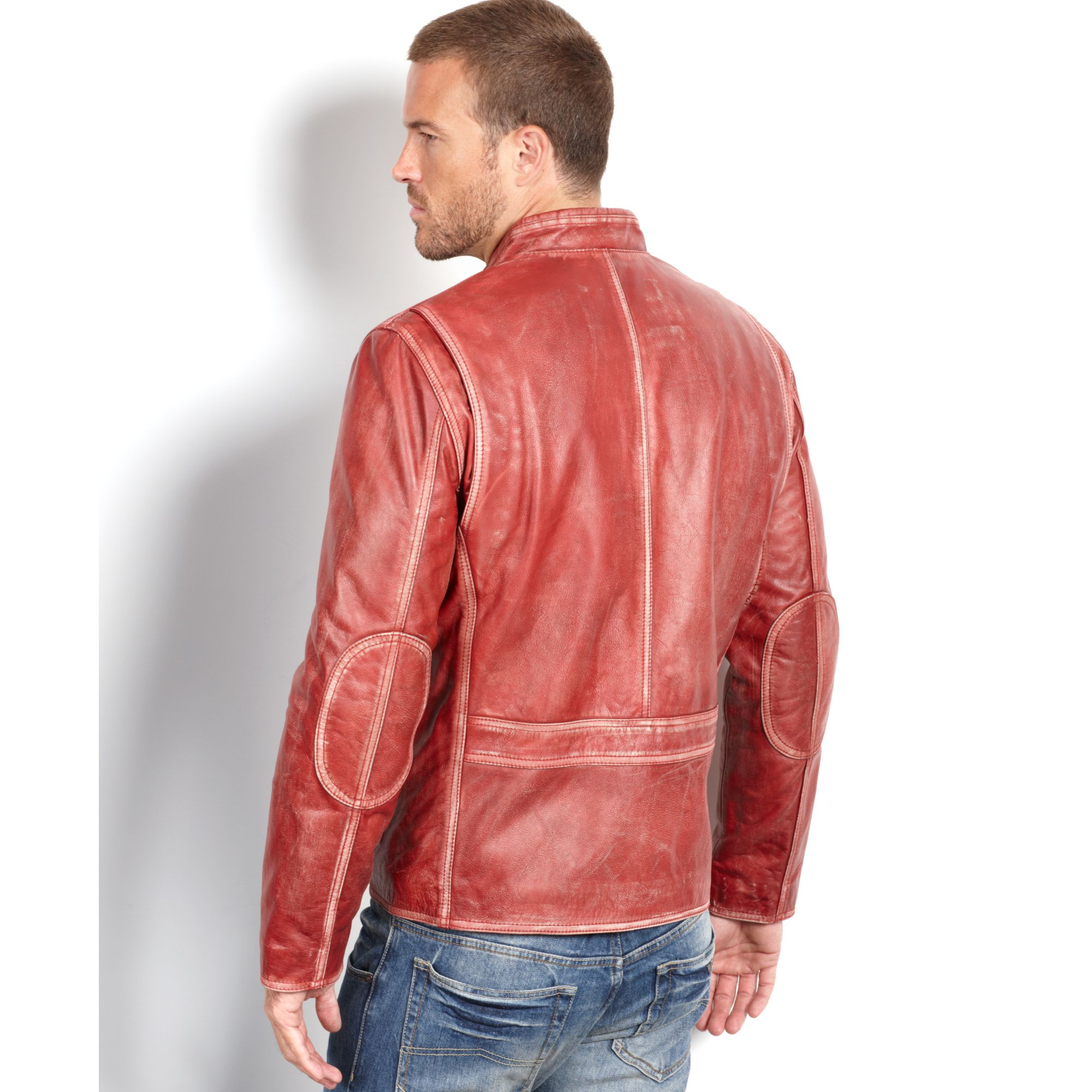 Lyst Marc New York Ryder Distressed Calf Leather Moto Jacket In Gallery