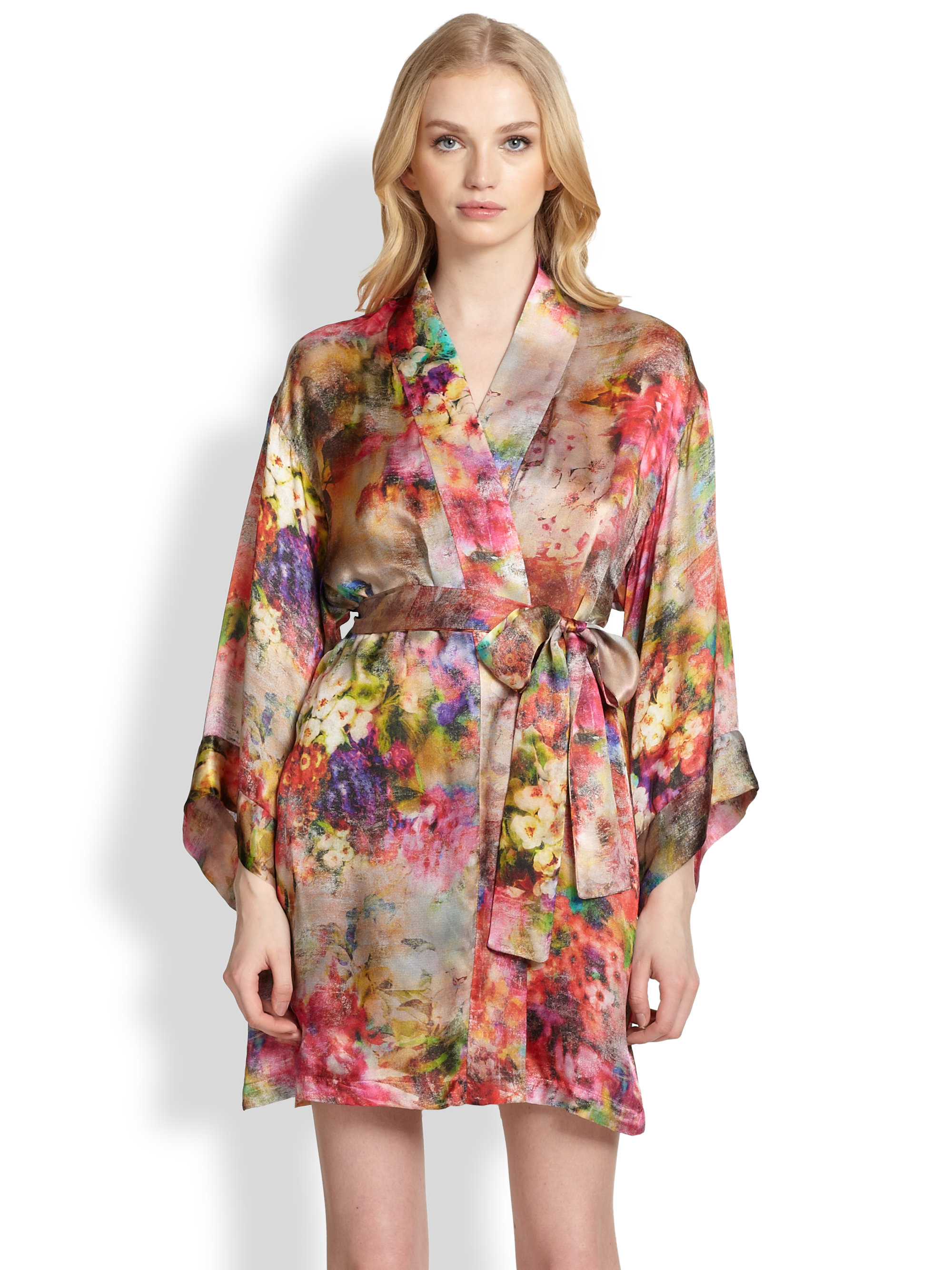 Josie Natori Whimsical Floral Robe in Multicolor | Lyst