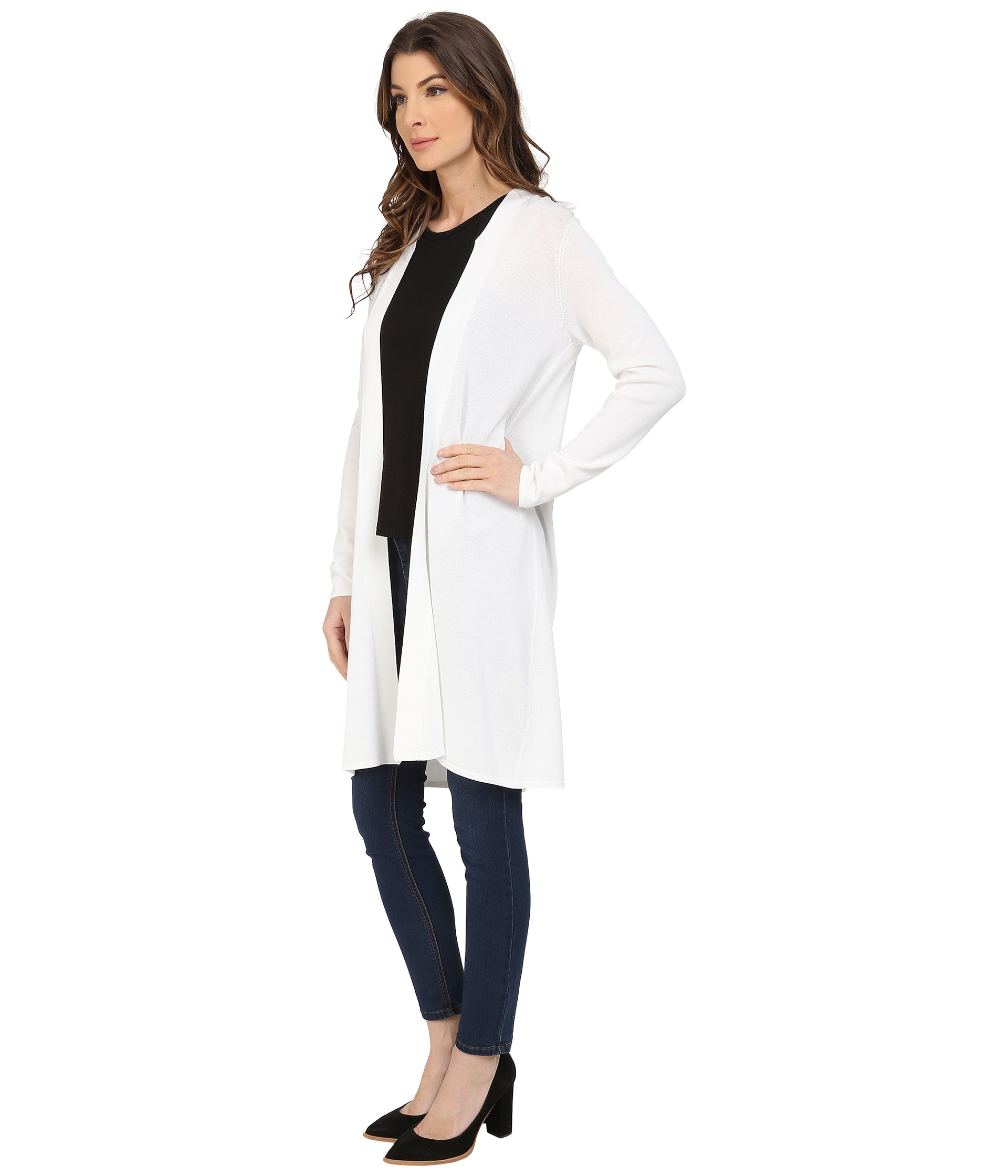 white sheer duster cardigan