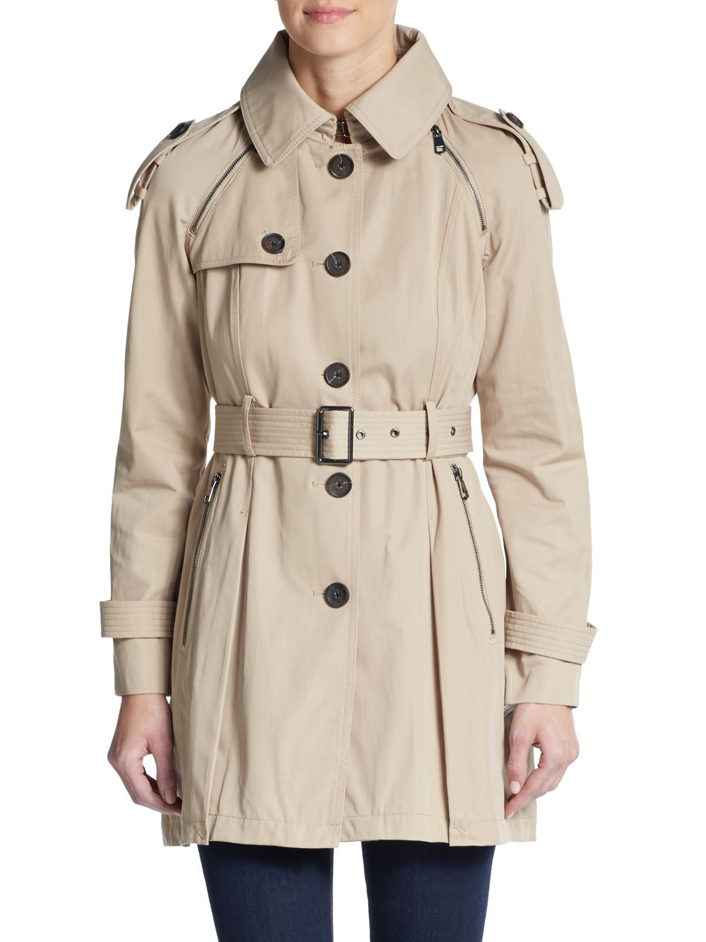 French Connection Hooded Cotton-Blend Trench Coat in Khaki (Natural) - Lyst