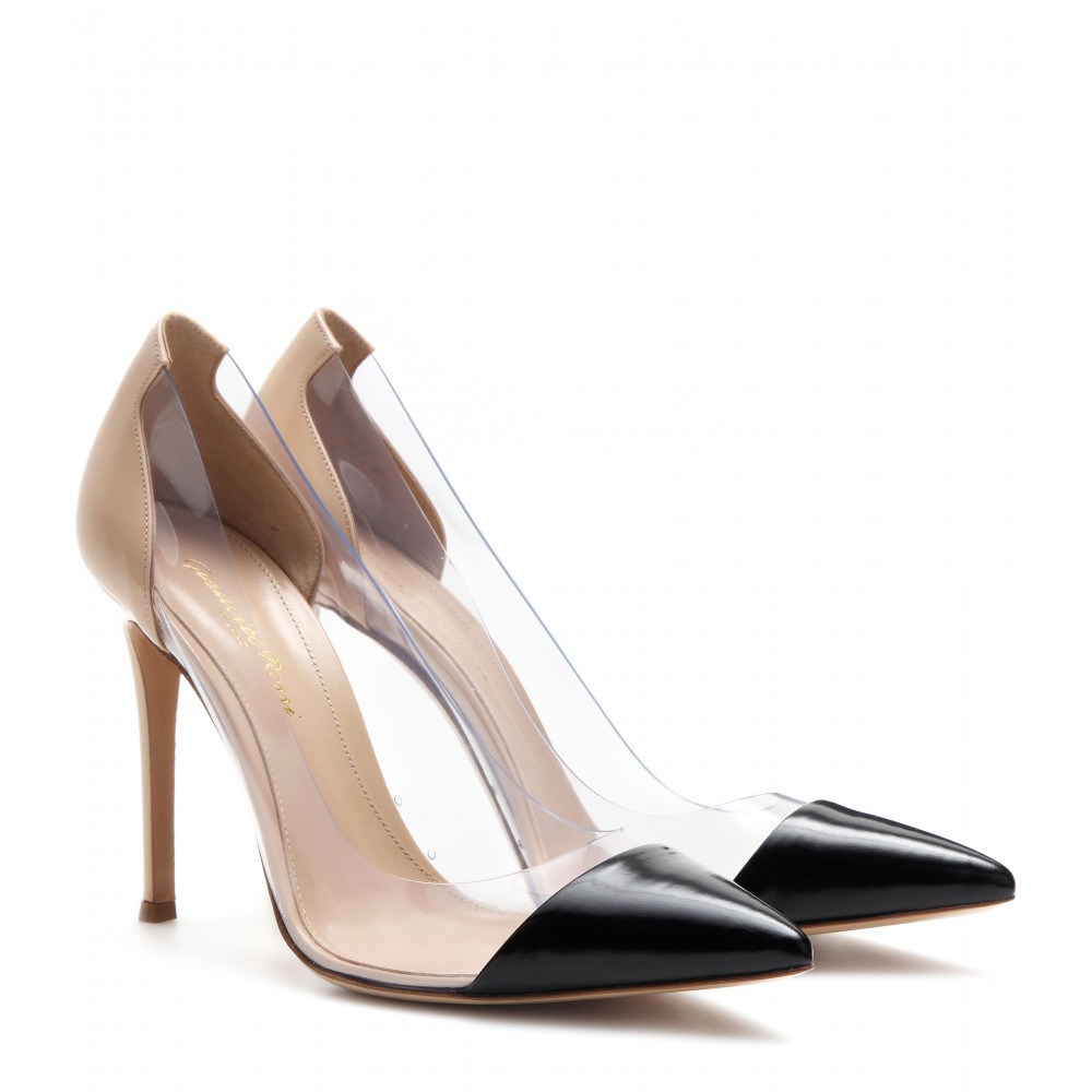 Lyst - Gianvito rossi Leather and Transparent Pumps in Black