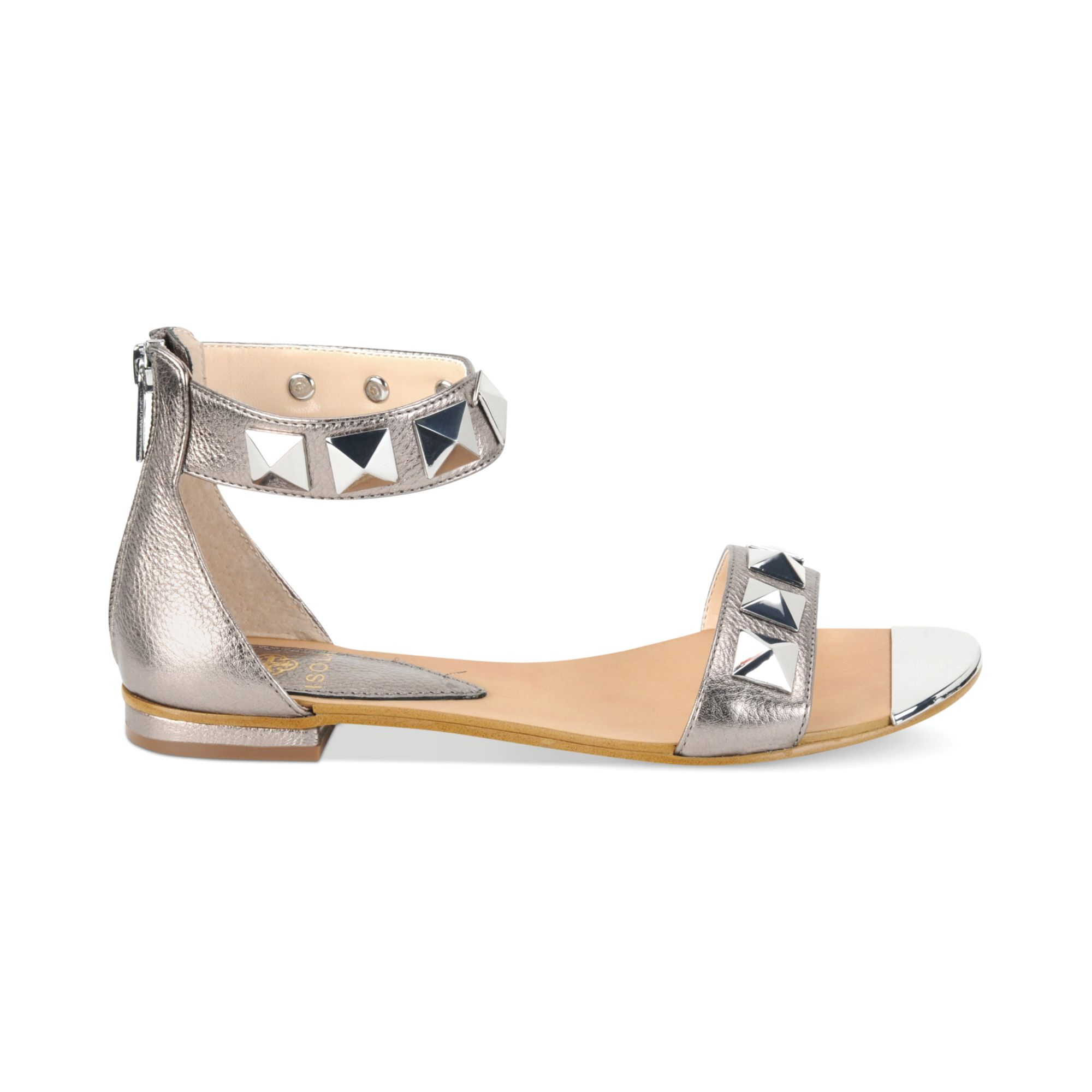 Lyst - Isola Adette Flat Ankle Strap Sandals in Metallic