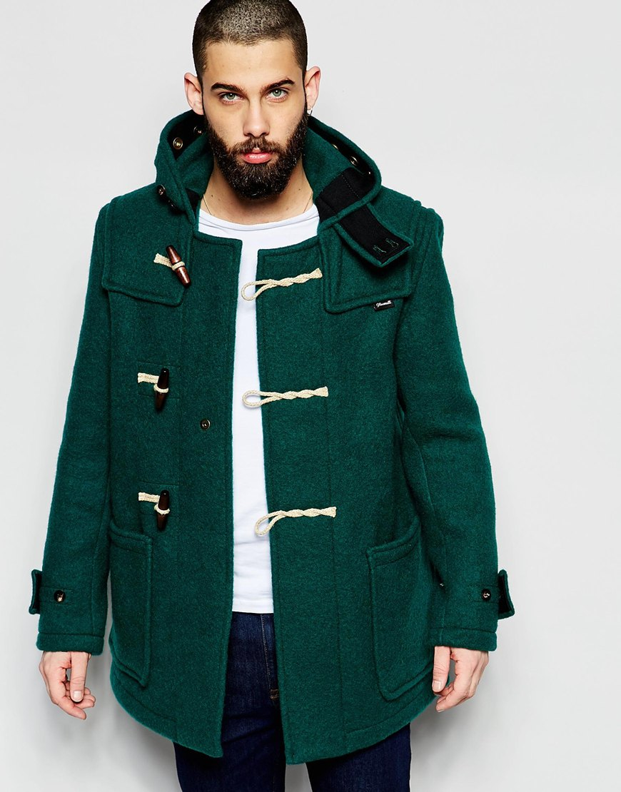 Gloverall Wool Mid Monty Duffle Coat in Green for Men - Lyst