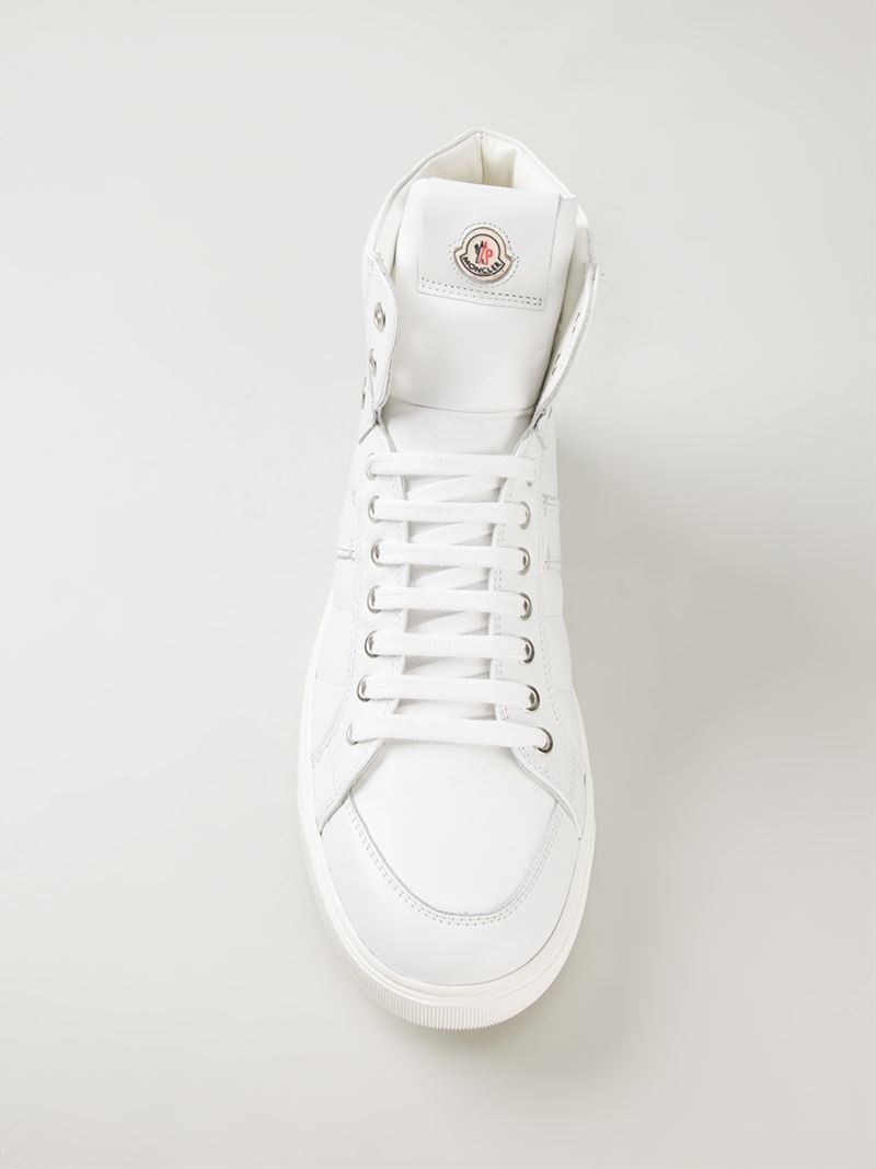 Moncler New Lyon Leather High-top Sneakers in White for Men | Lyst
