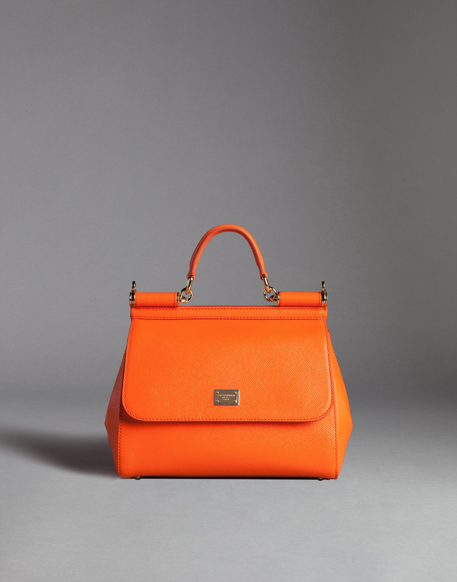 Dolce & Gabbana Medium Sicily Handbag In Dauphine Leather in Orange - Lyst