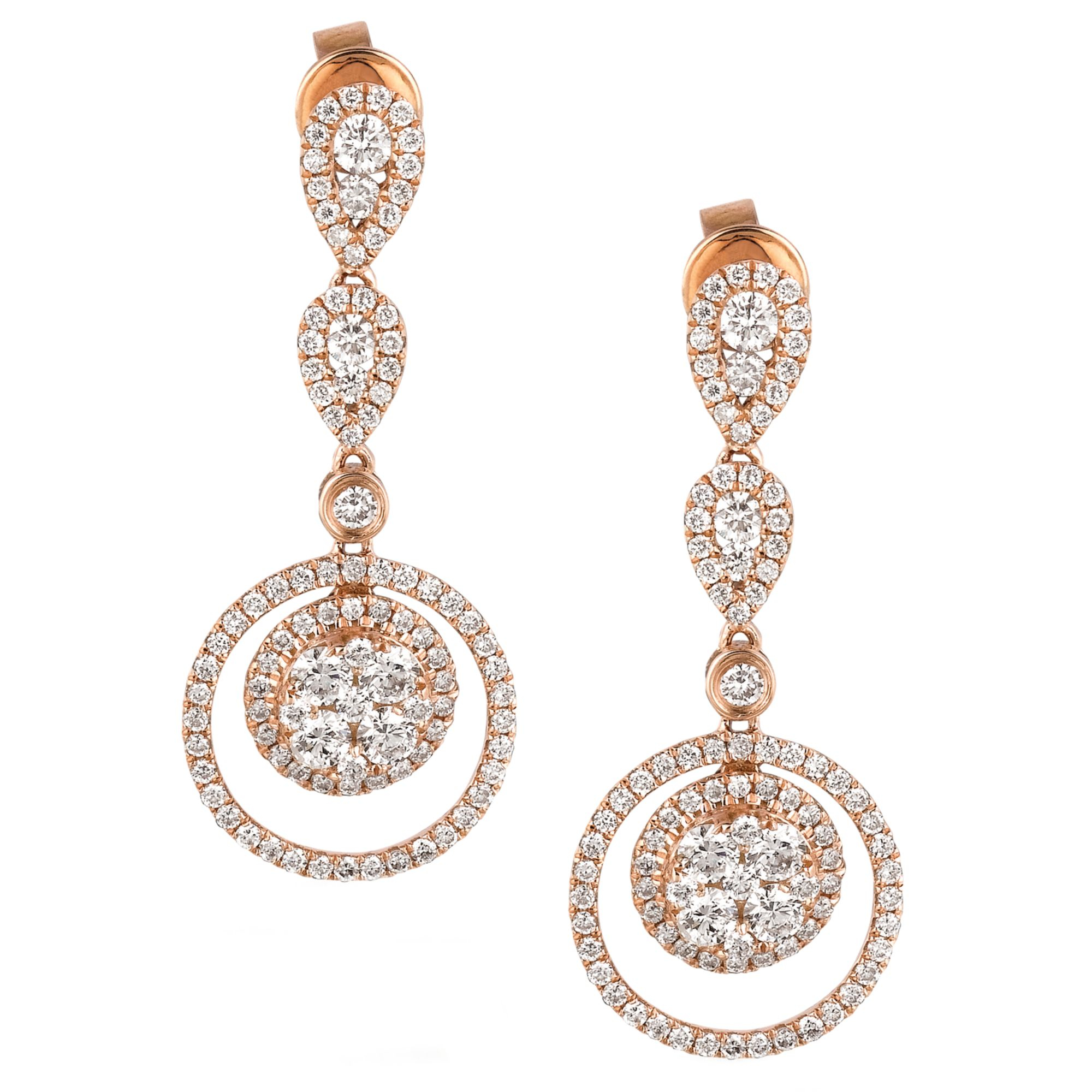 Le Vian Pink Diamond Diamond Doublecircle Drop Earrings (13/8 Ct. T.w.) In 14k Rose Gold Lyst