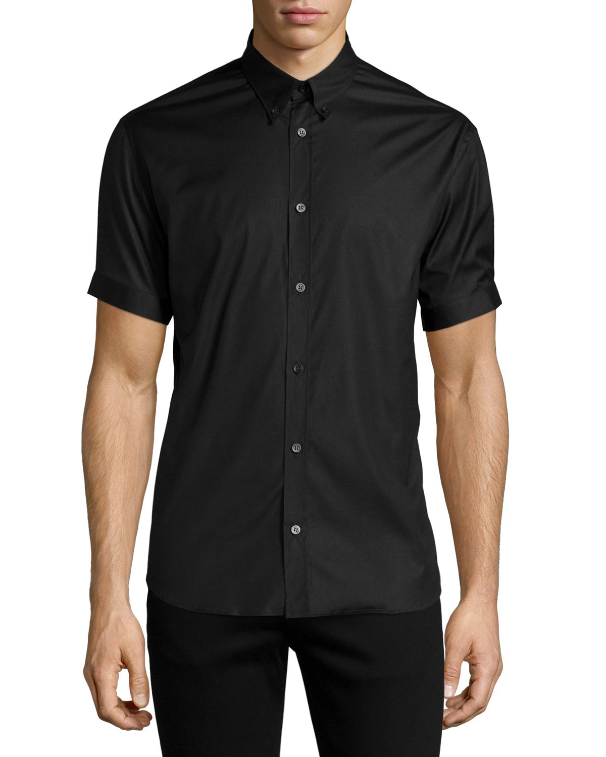 Alexander mcqueen Short-sleeve Button-down Shirt in Black for Men | Lyst