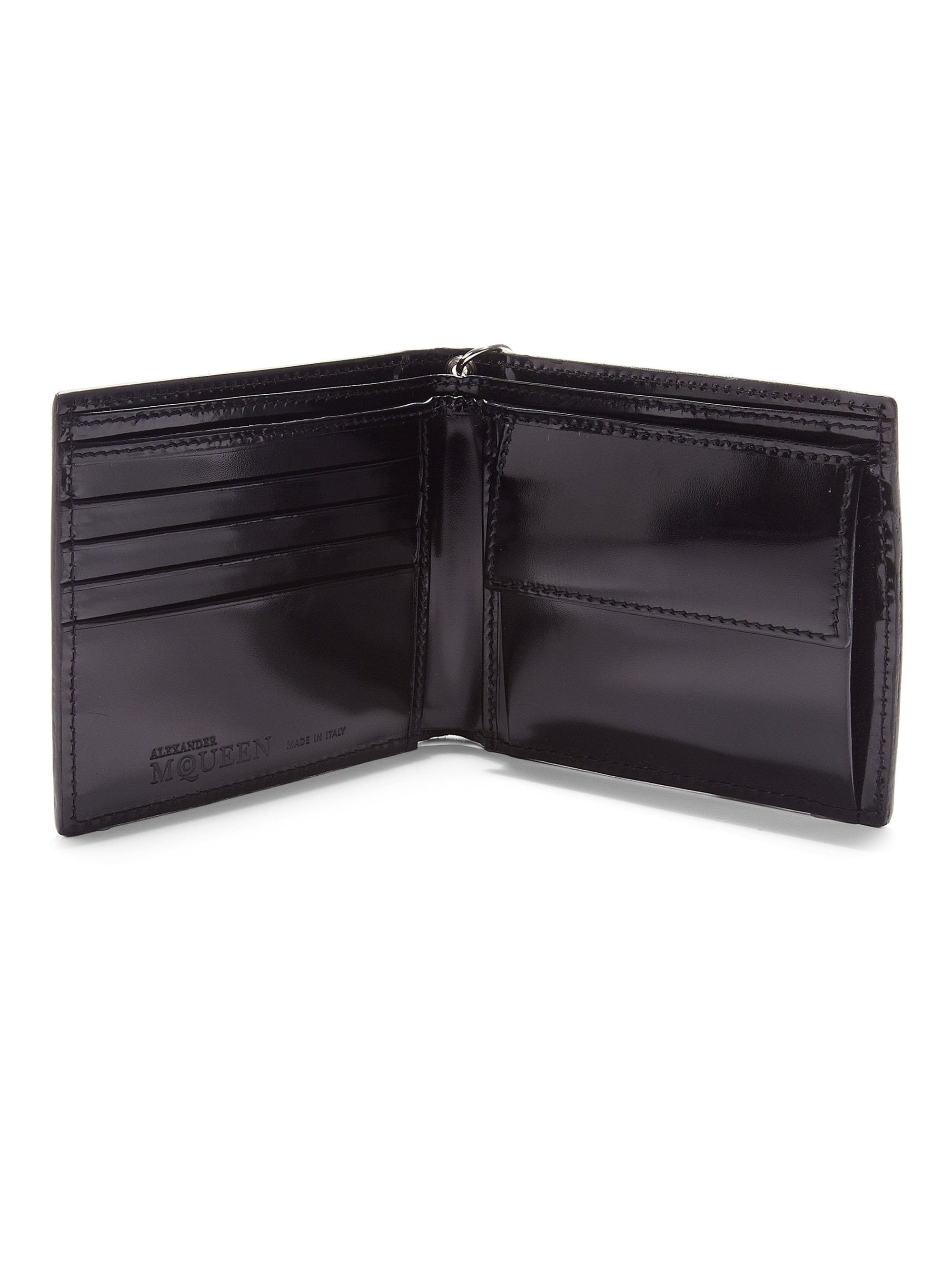Lyst - Alexander Mcqueen Printed Leather Chain Wallet in Black for Men