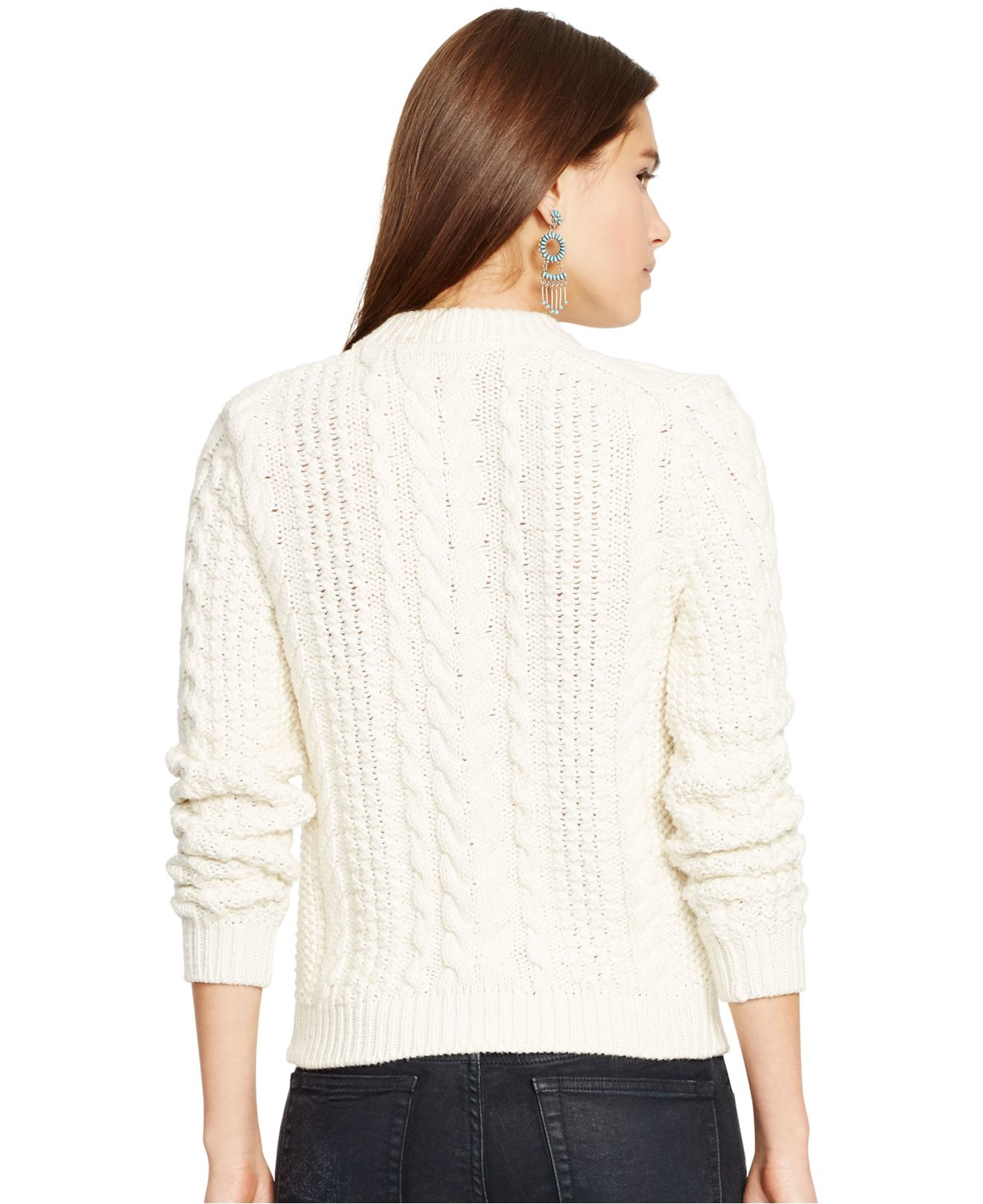 polo ralph lauren women's cable knit crew neck sweater