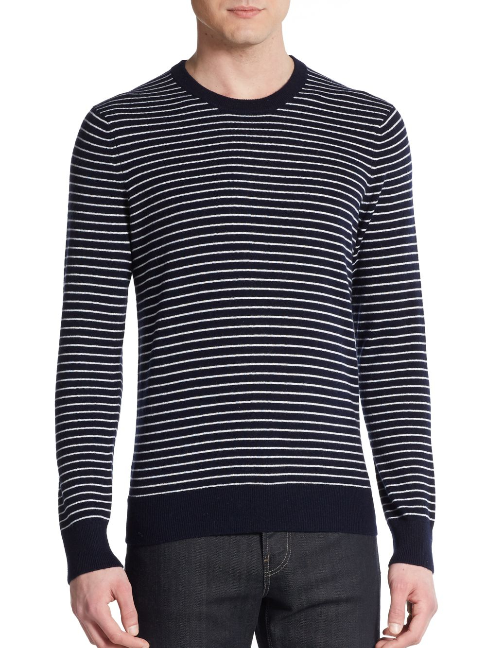 Vince Striped Wool & Cashmere Sweater in Blue for Men - Lyst