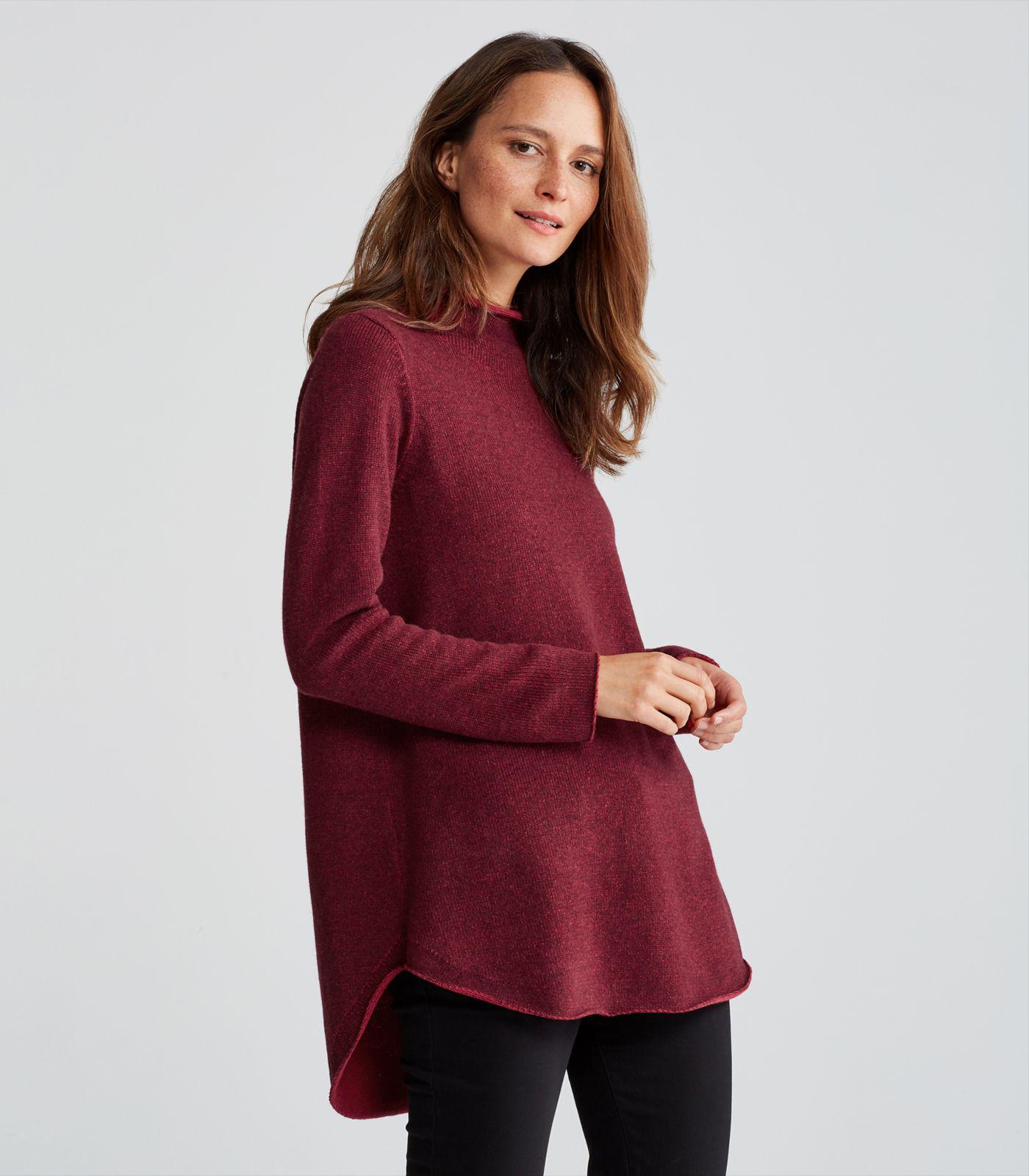 Eileen Fisher Lofty Recycled Cashmere Funnel Neck Tunic in Claret (Red ...