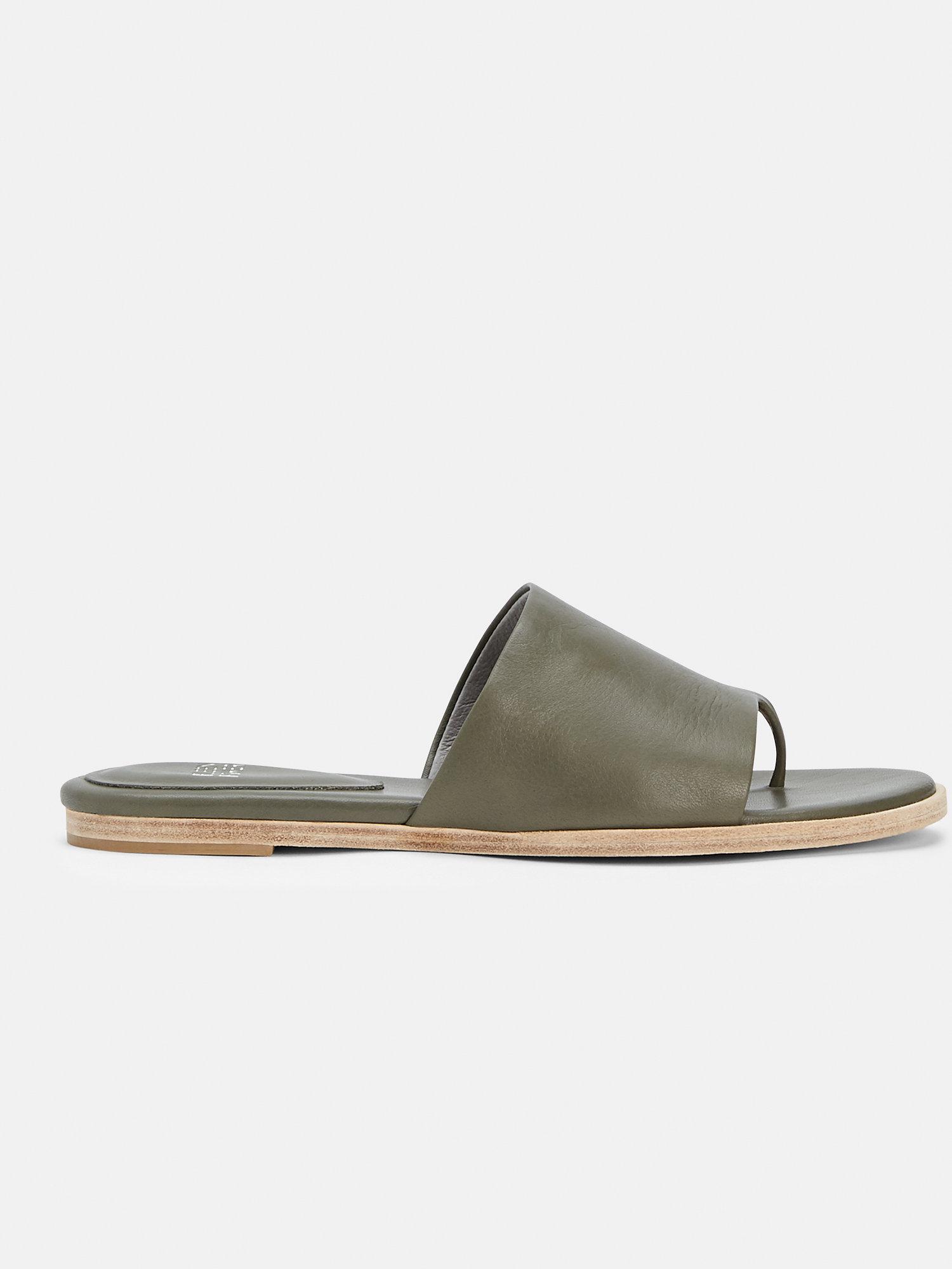 Eileen Fisher Edge Washed Leather Slide in Olive (Green) - Lyst