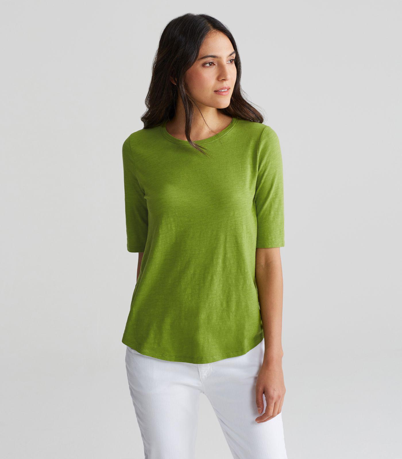 eileen fisher organic cotton elbow sleeve tee