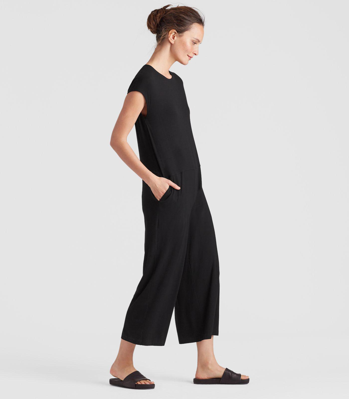 Eileen Fisher Plus Size Stretch Jersey Wide-Leg Jumpsuit - Macy's
