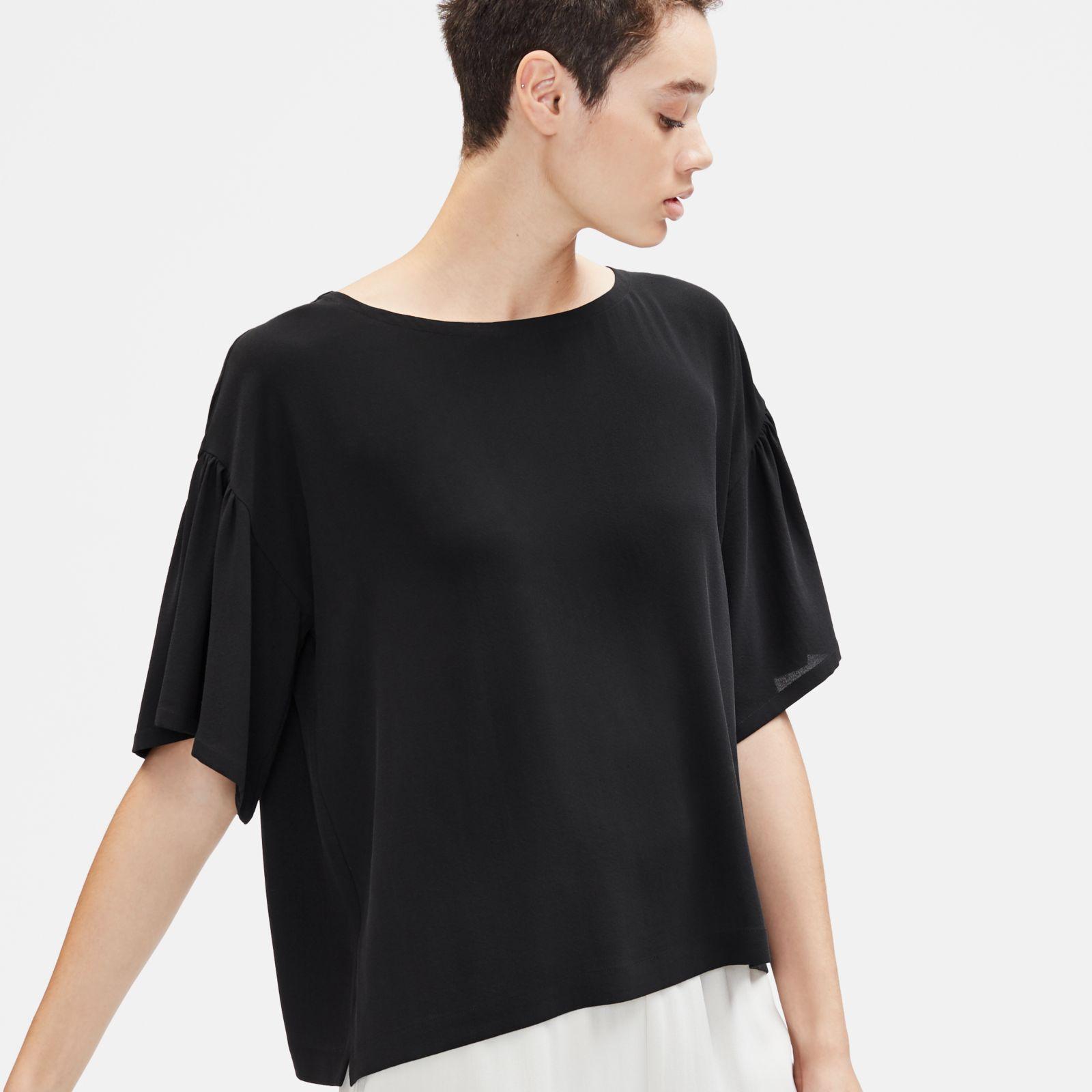 eileen fisher silk georgette crepe top