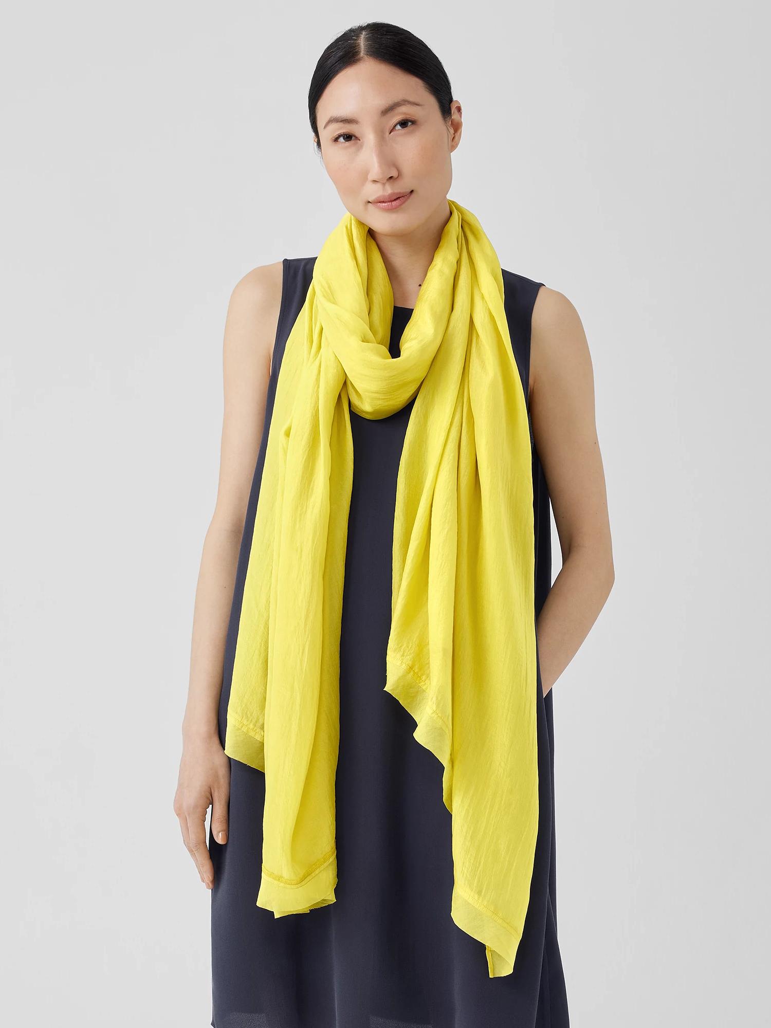 Eileen Fisher Washed Silk Parachute Scarf in Yellow