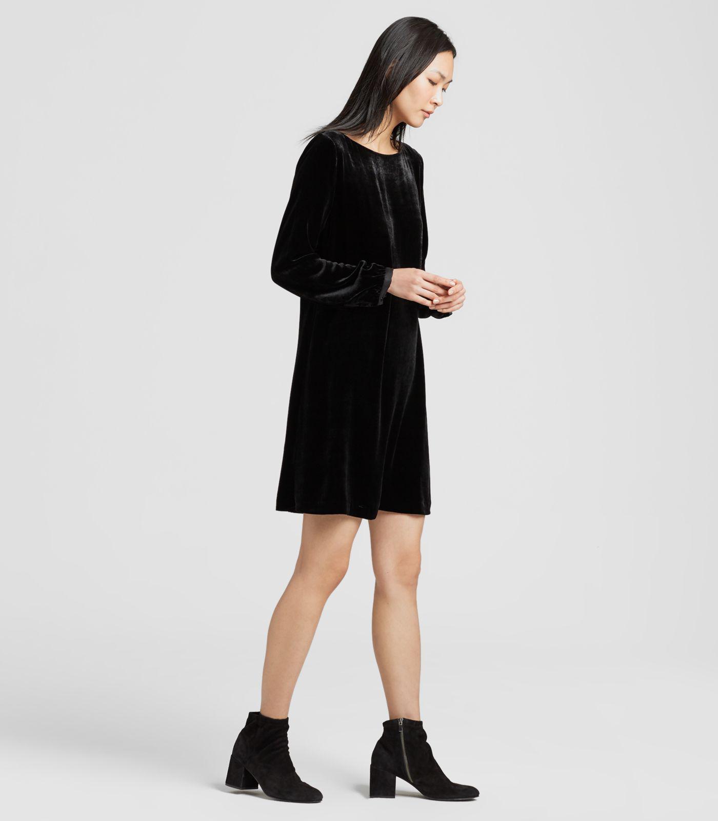 eileen fisher velvet bateau neck dress
