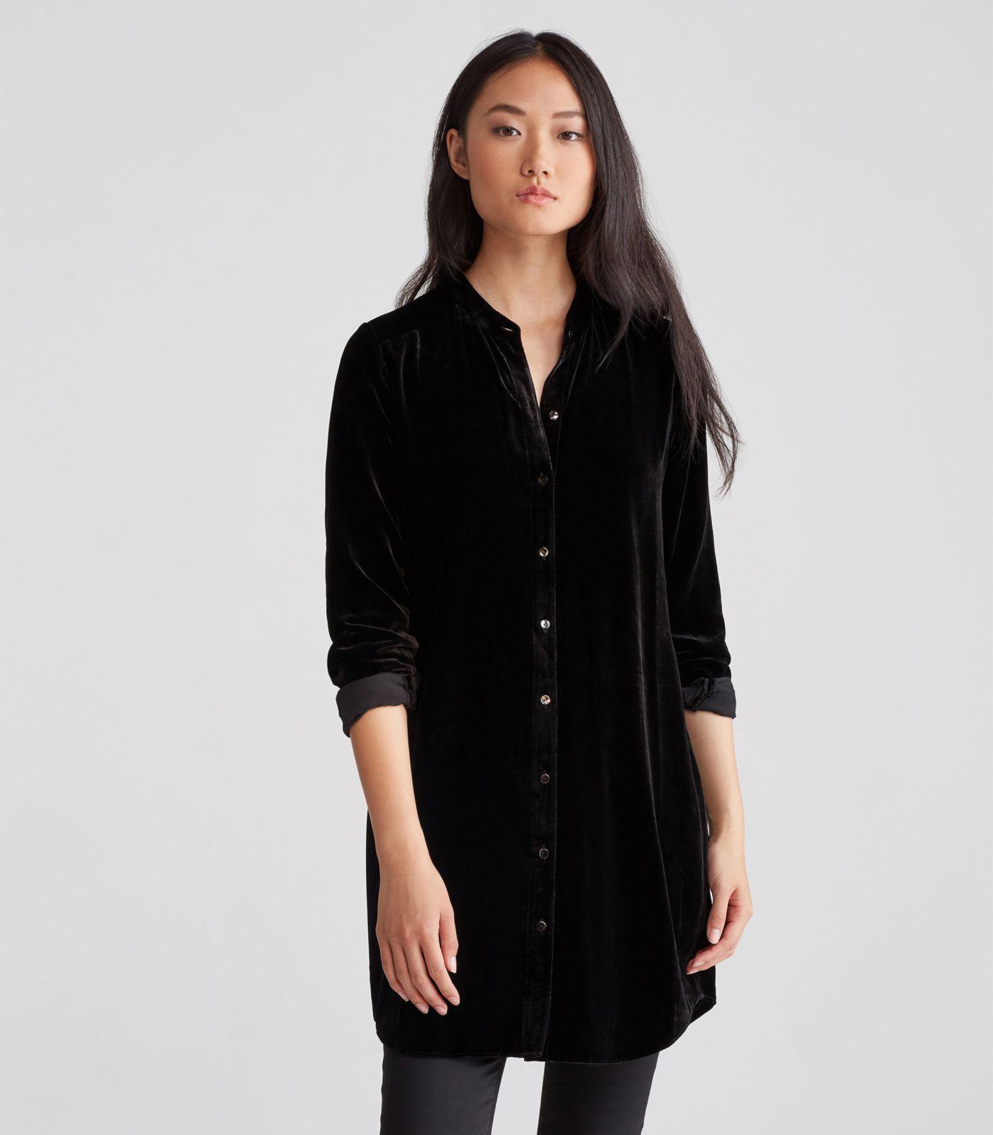 eileen fisher long velvet shirt