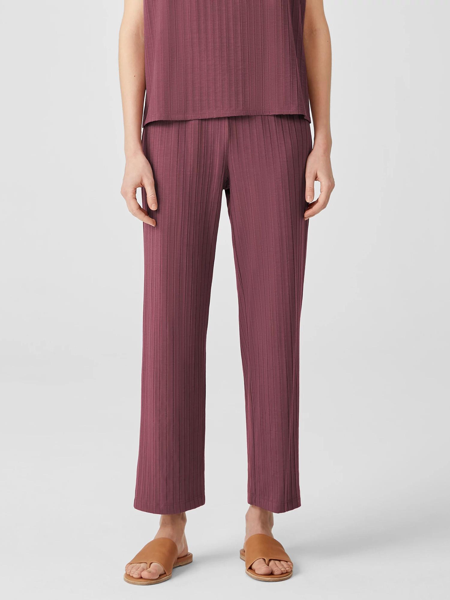 Eileen Fisher Washable Stretch Rib Straight Pant in Red   Lyst