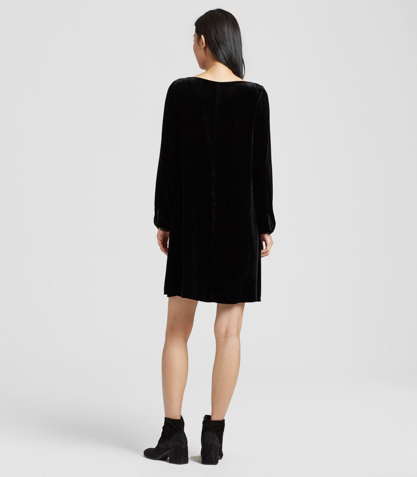 eileen fisher velvet bateau neck dress