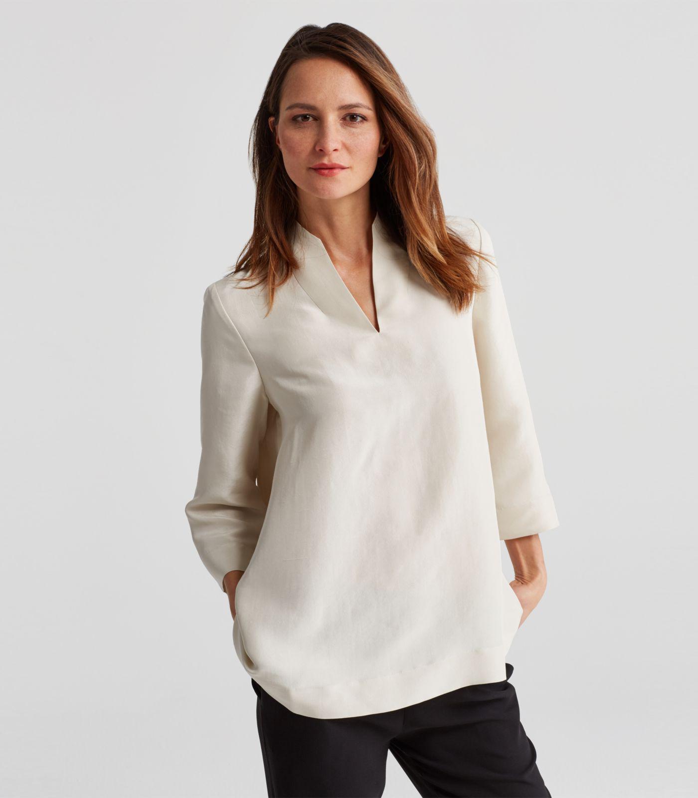 eileen fisher silk dupioni top