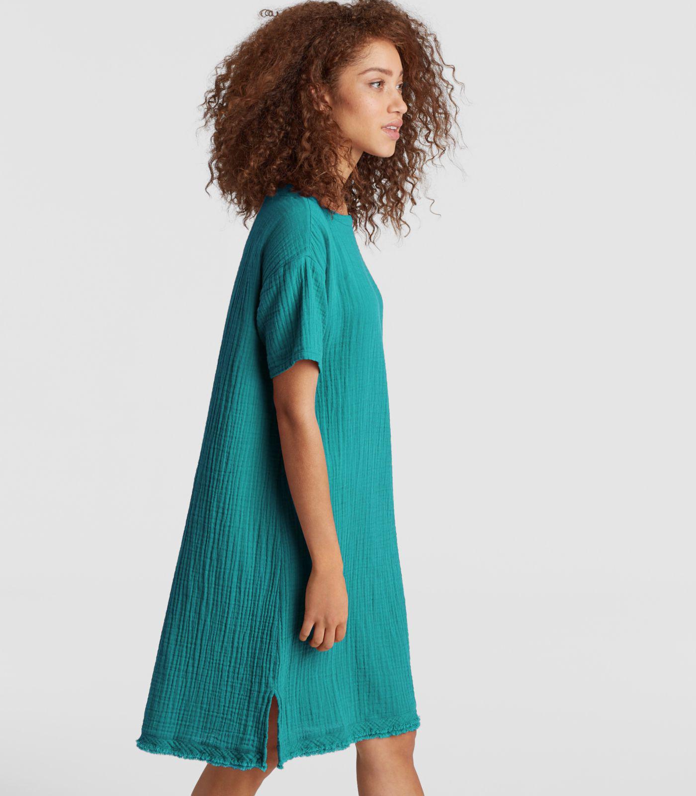 Eileen Fisher Organic Cotton Gauze Boxy Dress in Turquoise (Blue) Lyst