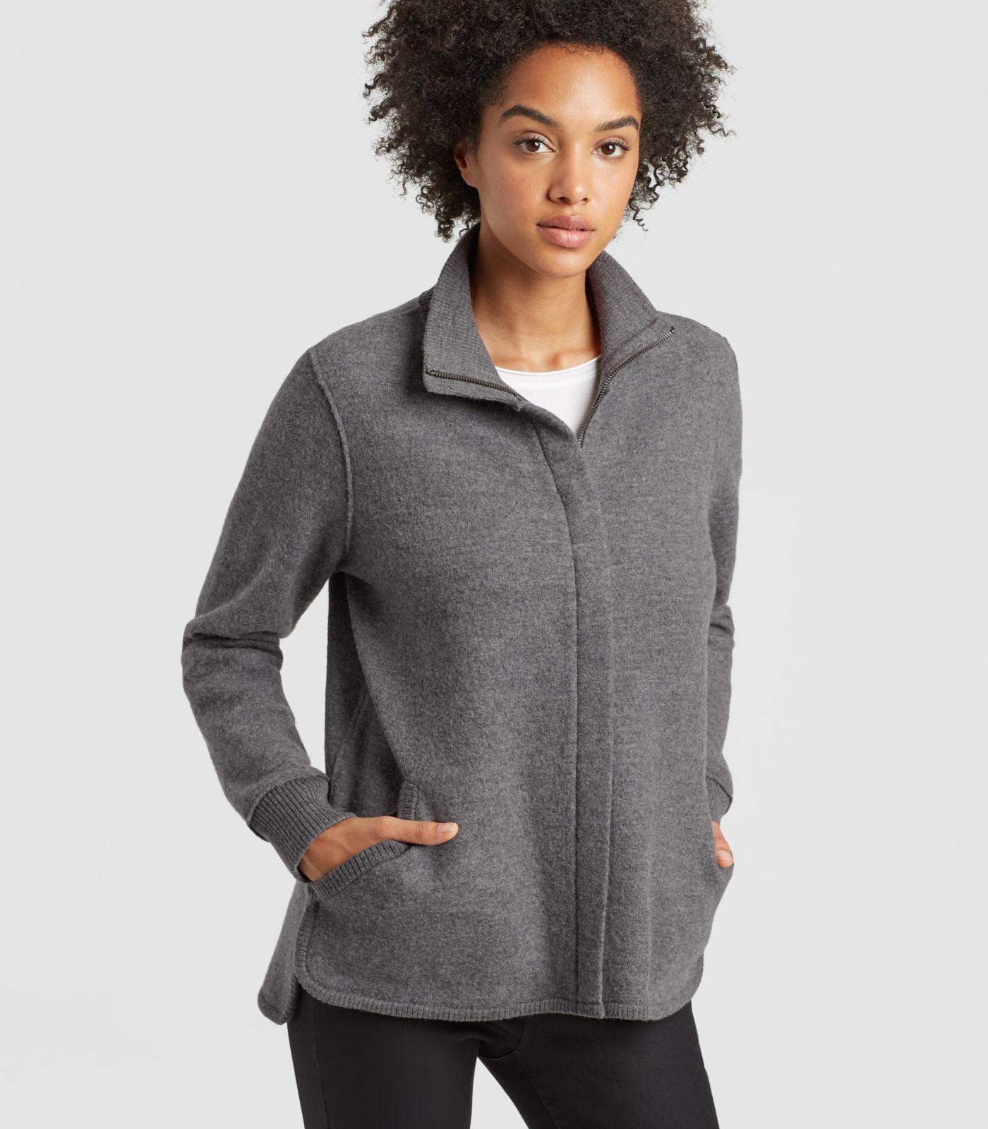 eileen fisher boiled wool zip jacket