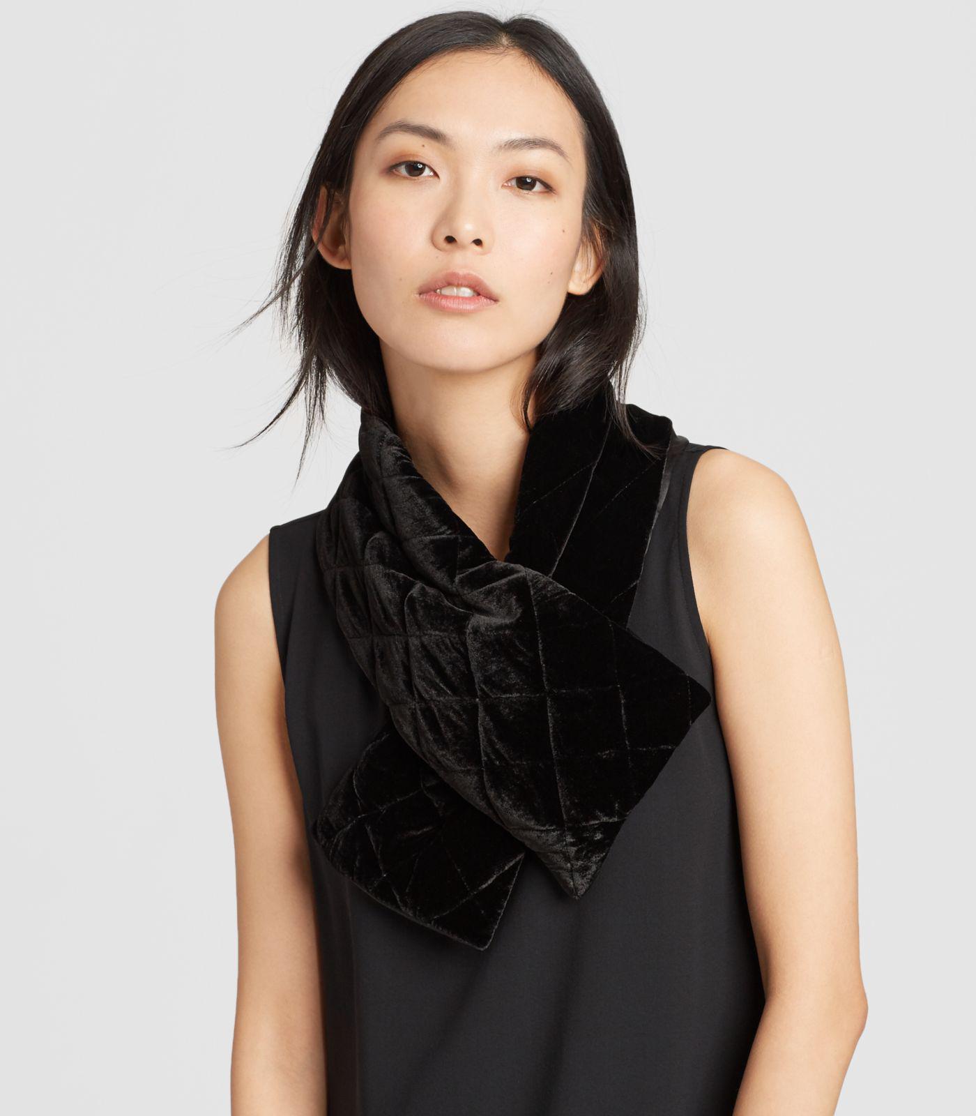 Eileen Fisher Quilted Velvet Neck Warmer in Black - Lyst