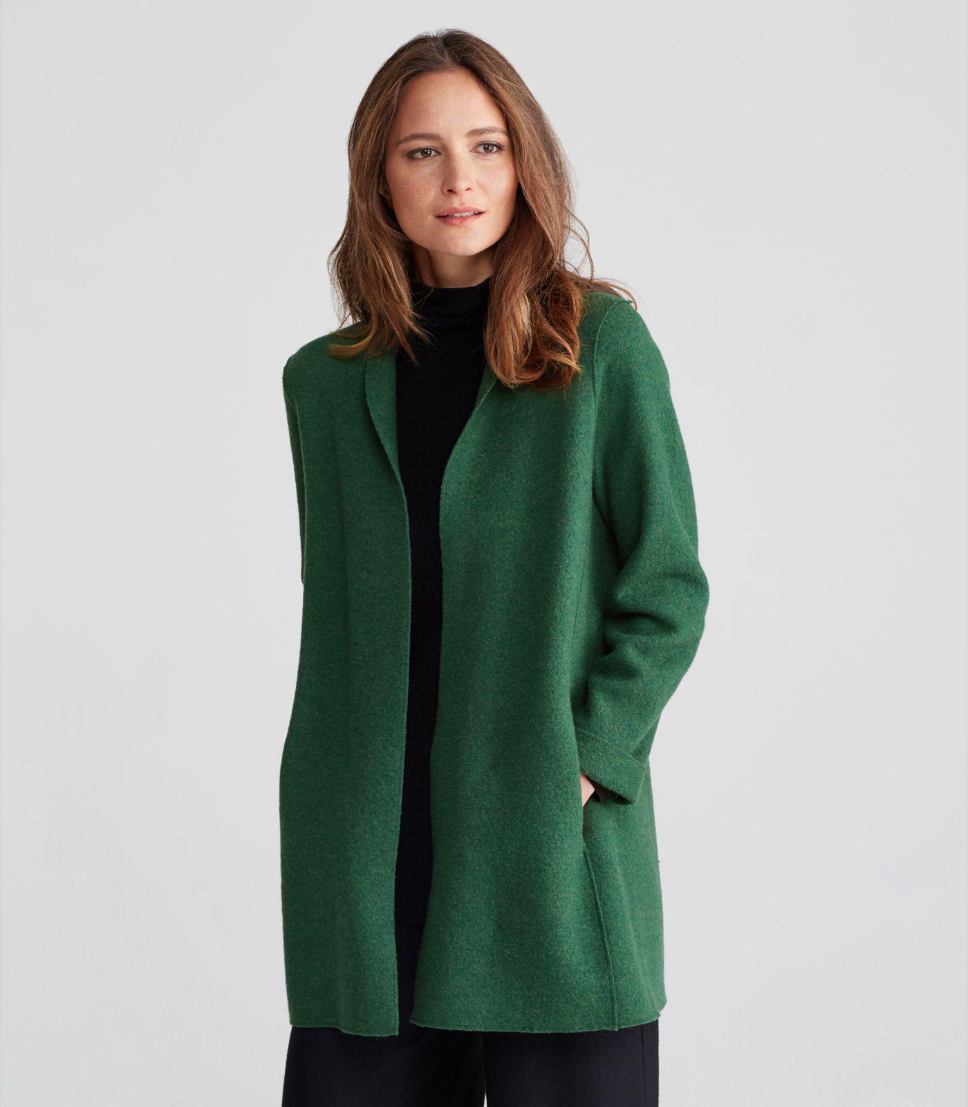 Eileen Fisher Boiled Wool High Collar Jacket in Green - Lyst