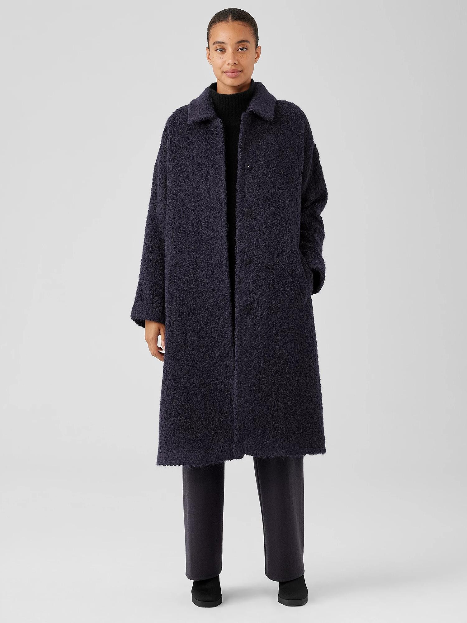 Eileen fisher high collar coat sale