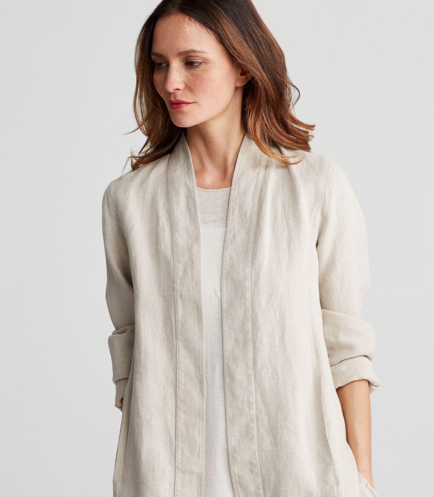 Eileen Fisher Undyed Organic Linen Kimono Jacket in Natural Lyst