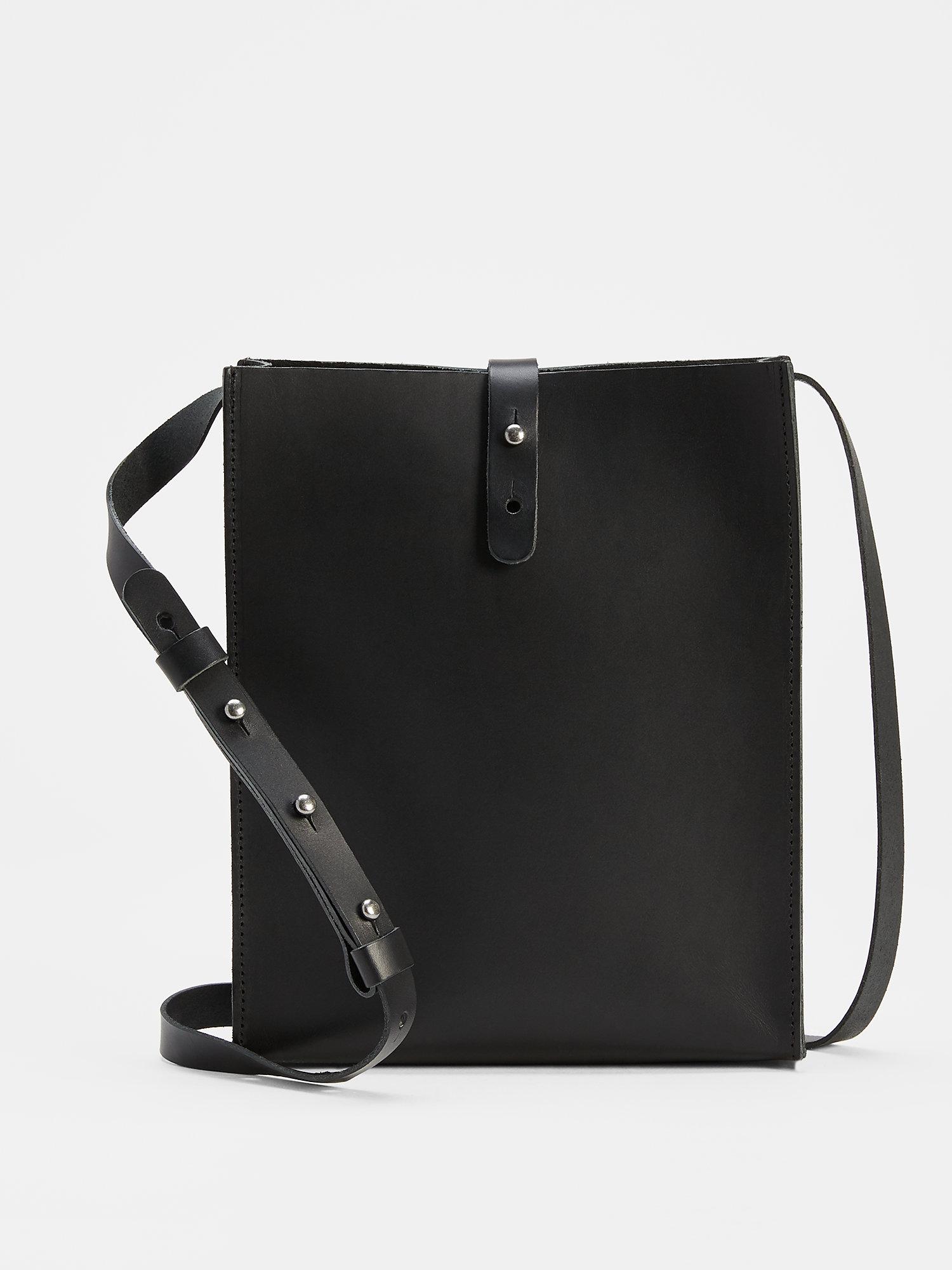 Eileen Fisher Vegetable Tanned Italian Leather Crossbody Bag in Black - Lyst