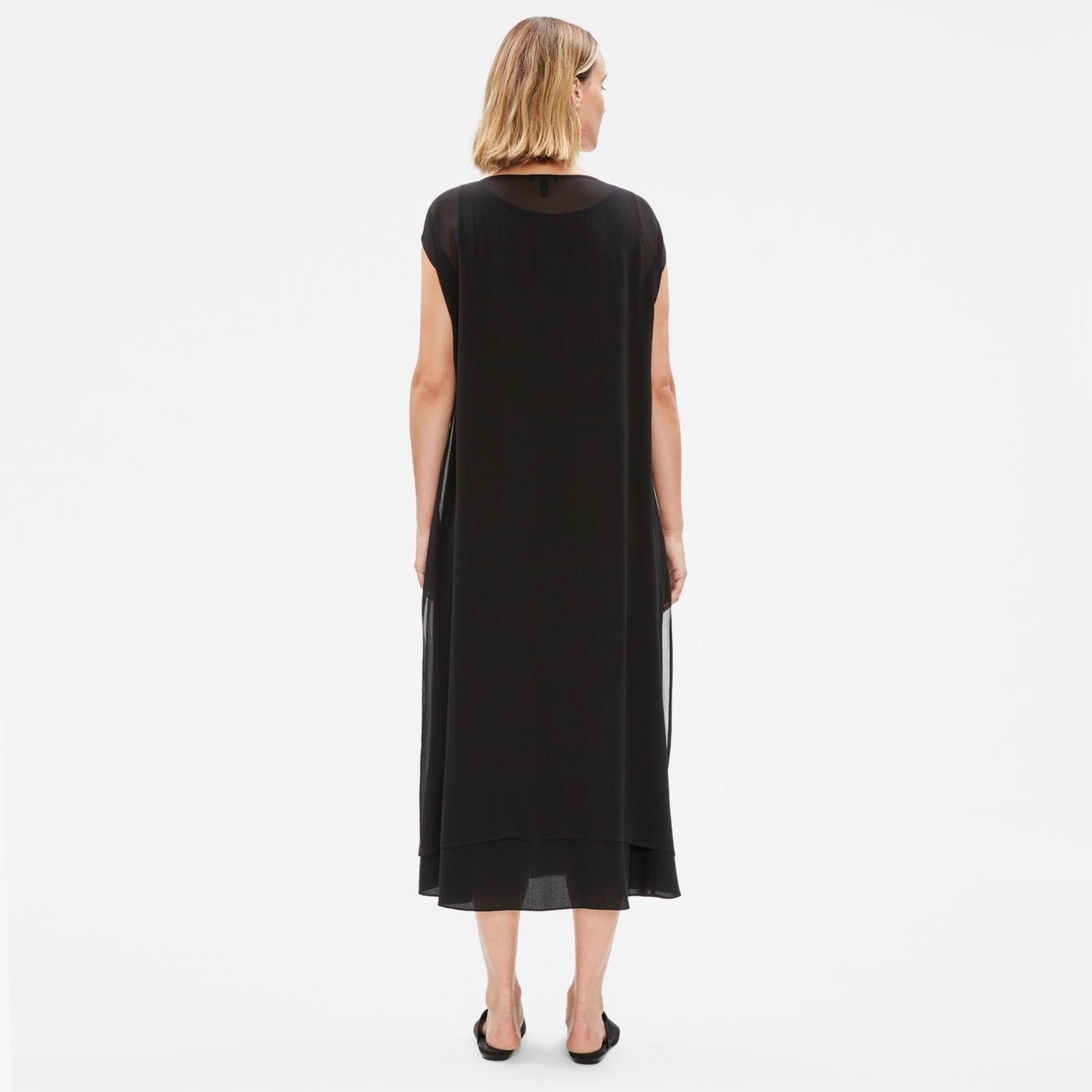 Eileen Fisher Sheer Silk Layering Dress in Black Lyst