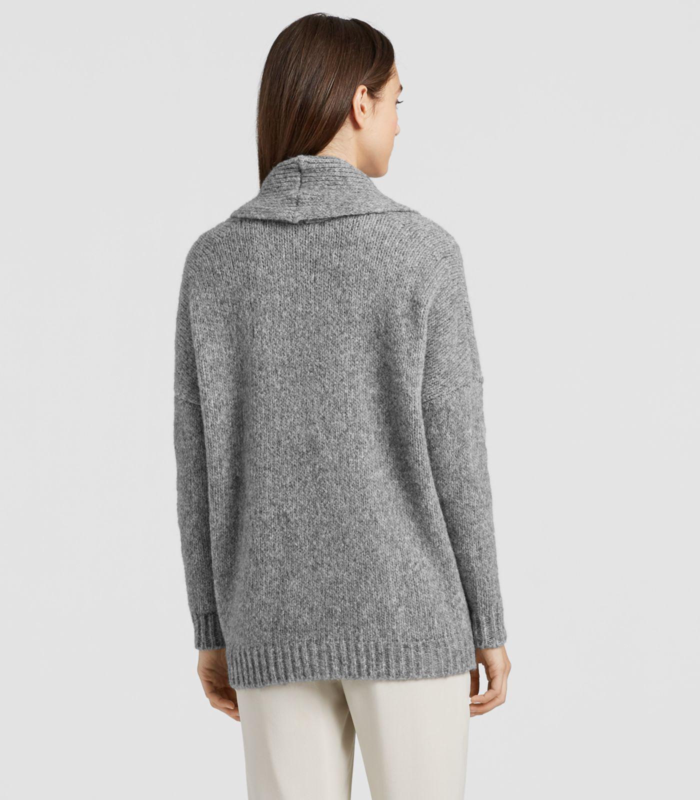 Eileen Fisher Alpaca Organic Cotton Shawl Collar Cardigan in Gray - Lyst