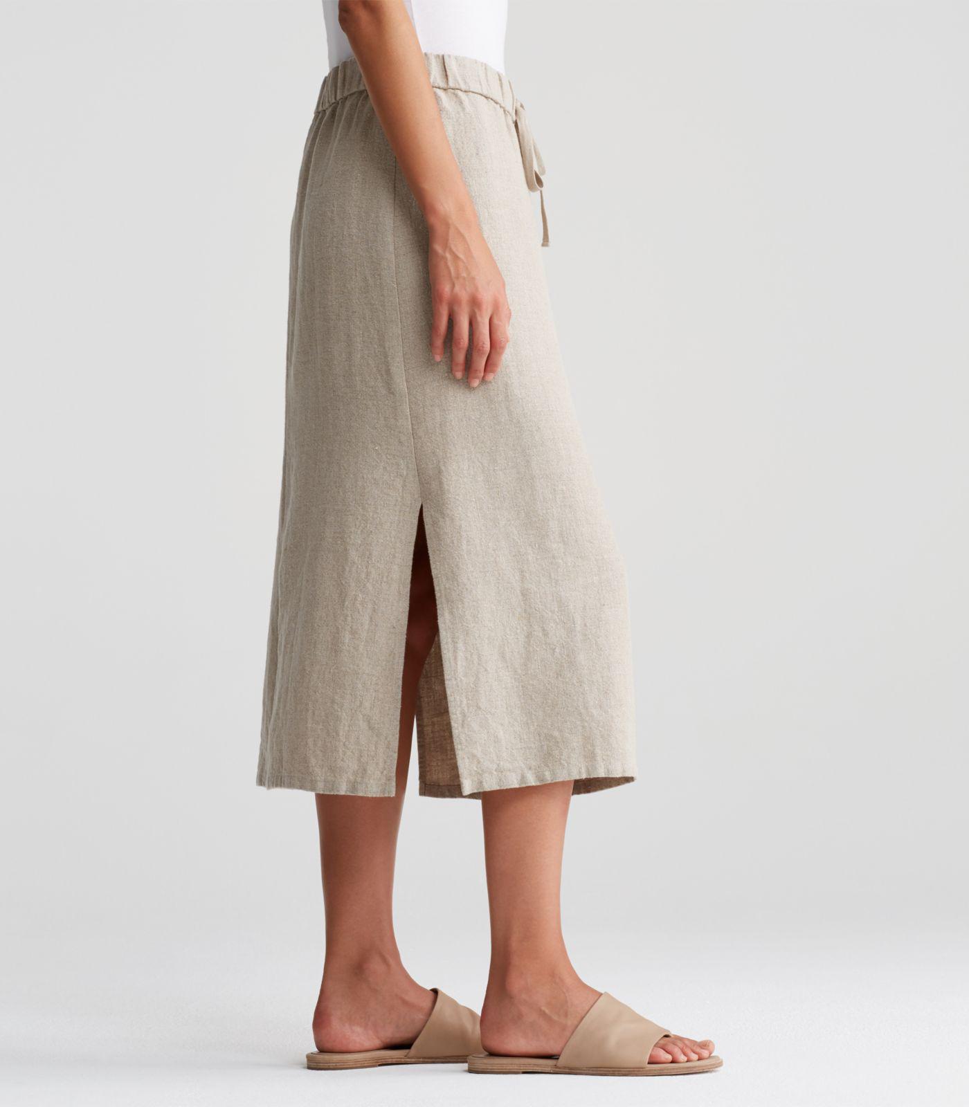 Eileen Fisher Heavy Organic Linen Straight Calf-length Skirt in Natural ...
