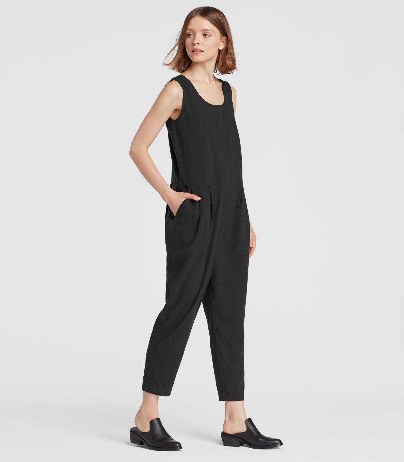 eileen fisher organic cotton crepe jumpsuit