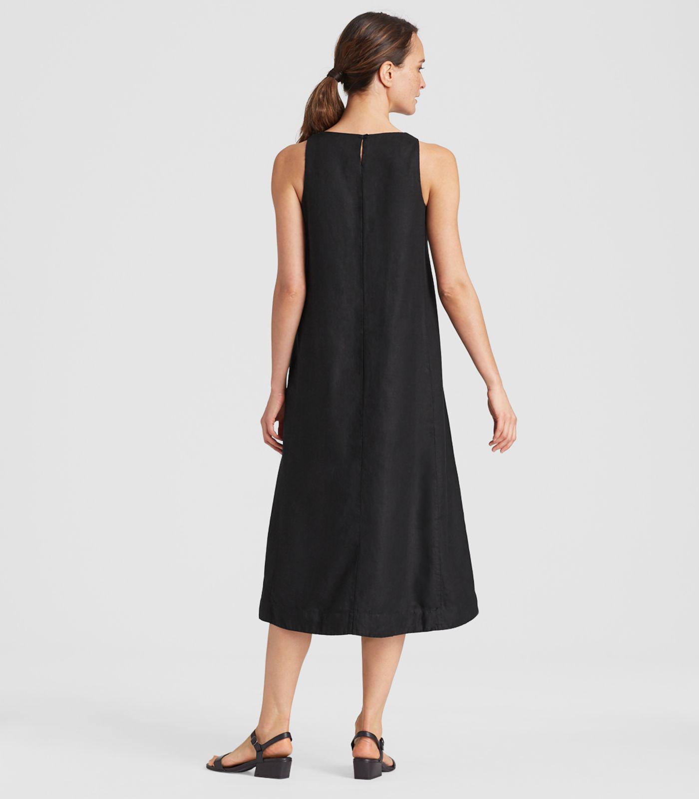 black linen a line dress