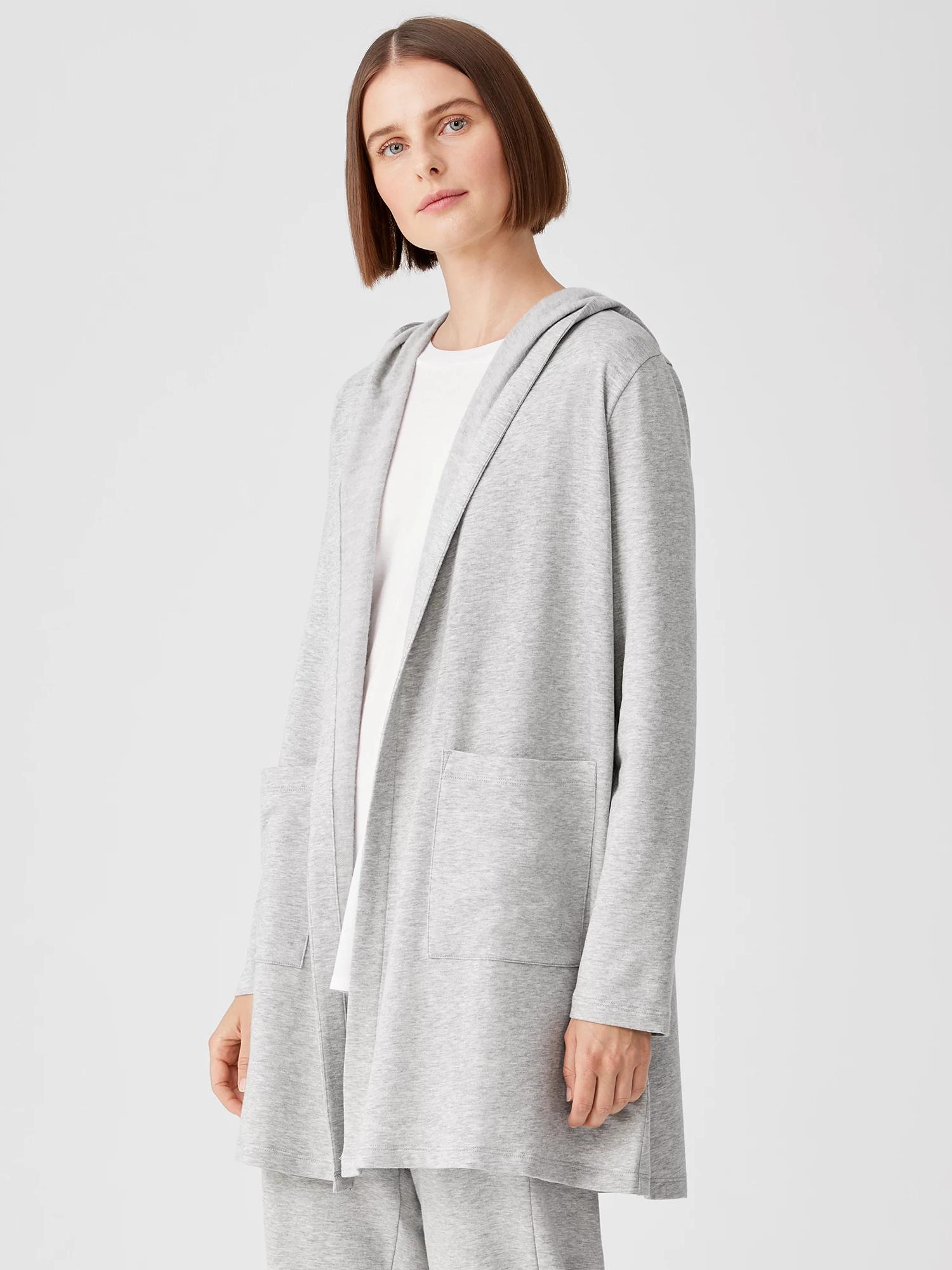 Eileen Fisher Cozy Brushed Terry Hug Hooded Jacket | Lyst