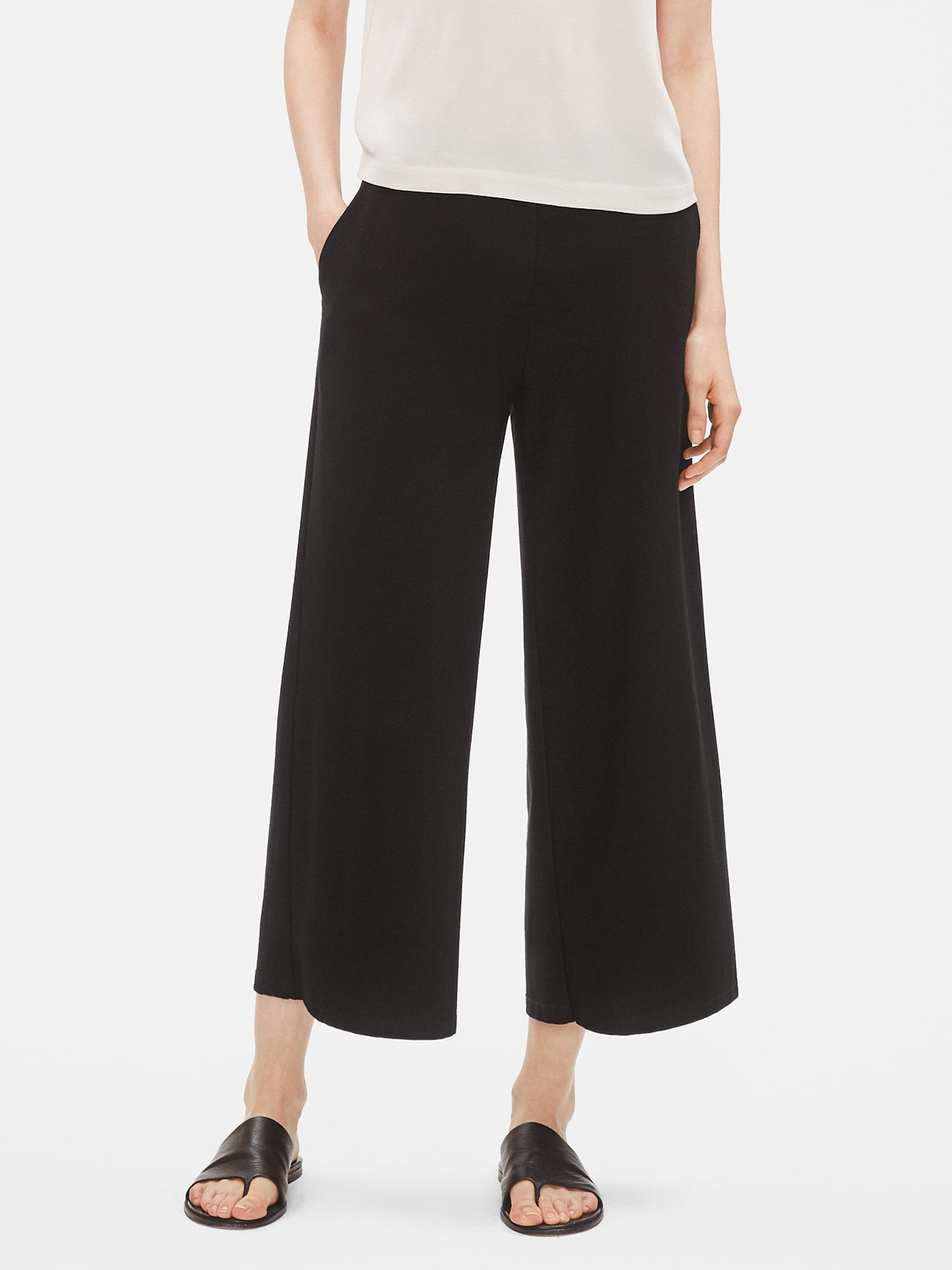 Eileen Fisher Lightweight Washable Stretch Crepe Wide-leg Ankle Pant in ...