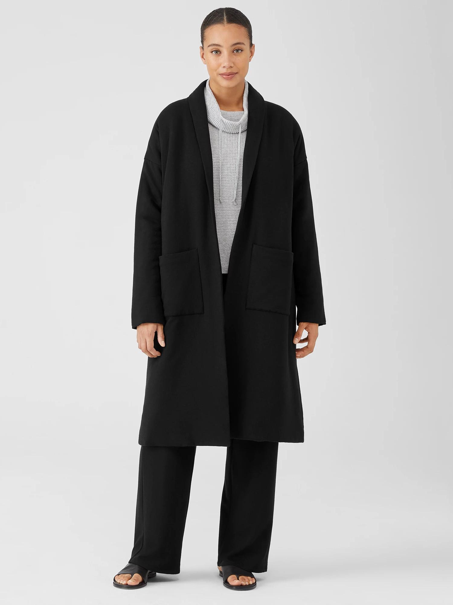 Eileen Fisher Cozy Brushed Terry Hug Padded Coat in Black | Lyst