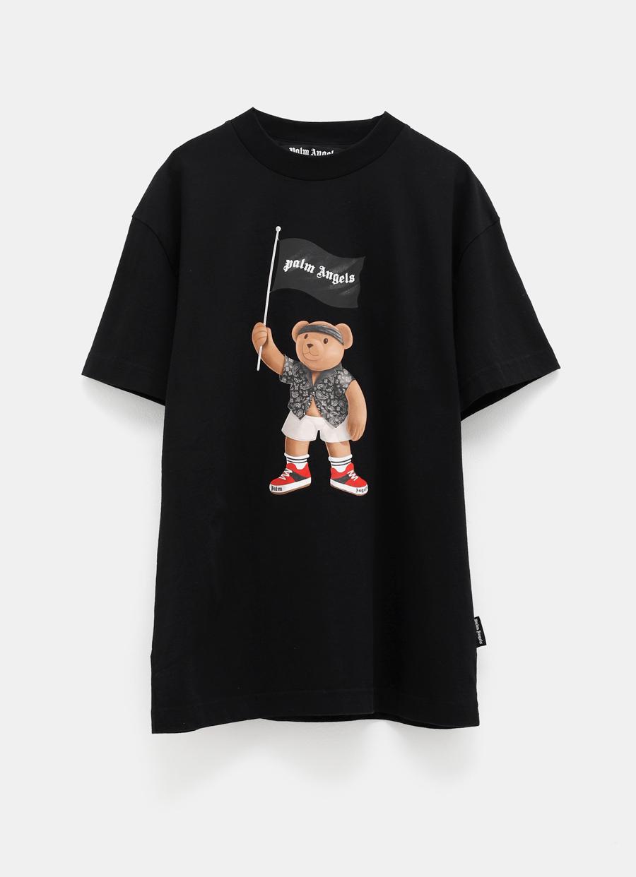 Palm Angels Teddy Bear With Flag T-shirt For Men in Black for Men