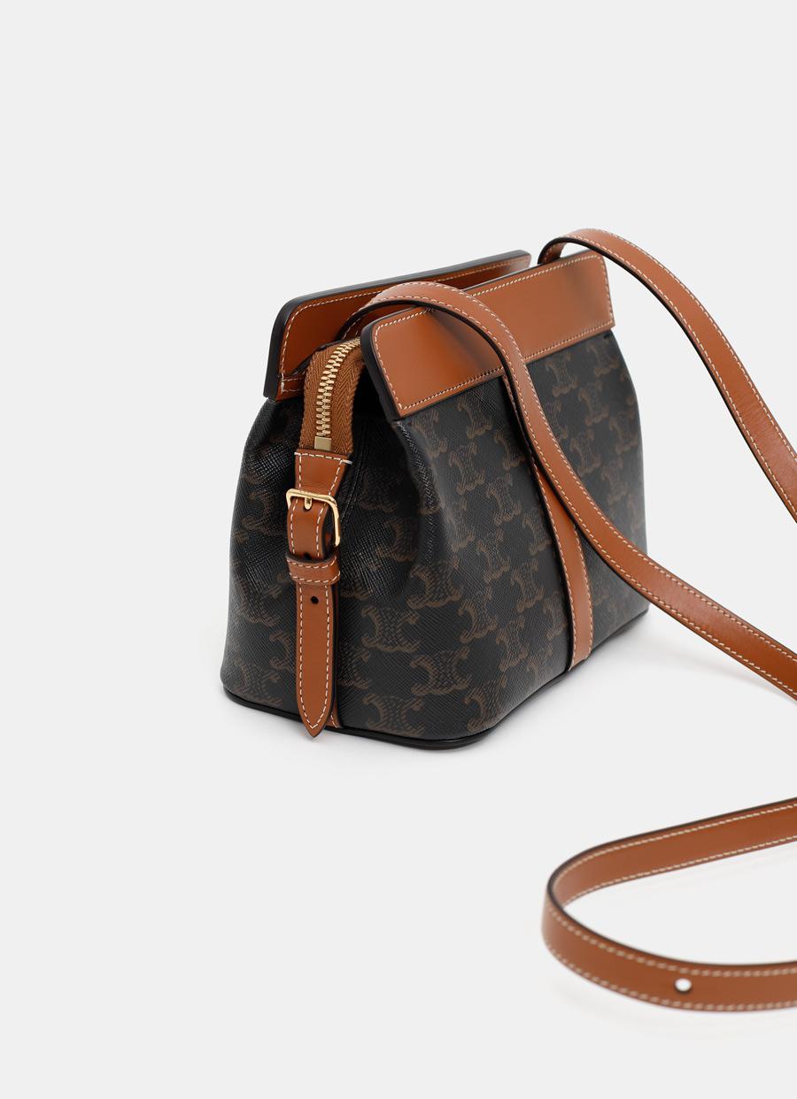 Celine Teen Cabas De France In Triomphe Canvas And Calfskin in Brown | Lyst