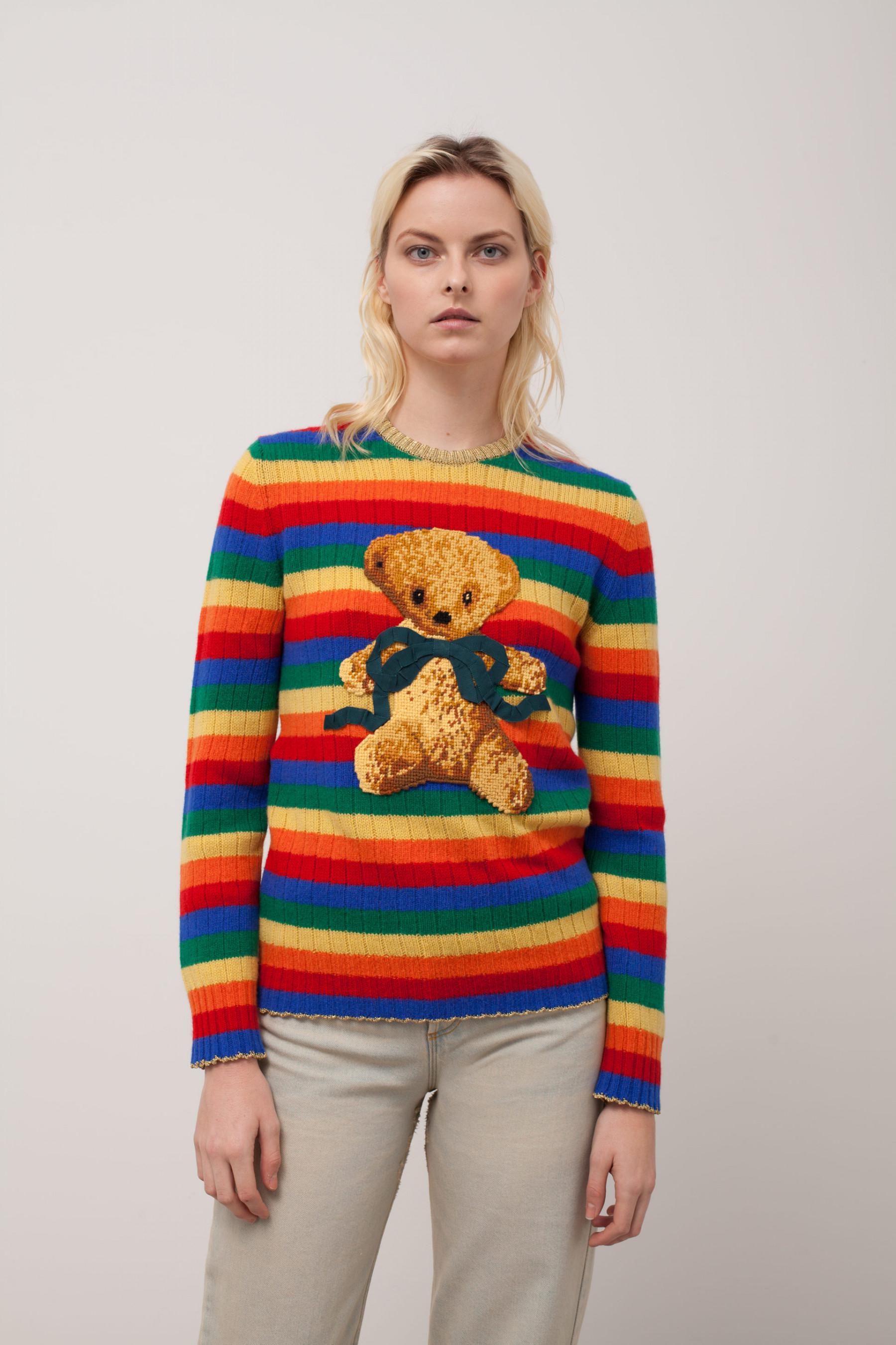 Gucci Teddy Bear Sweater in Red | Lyst