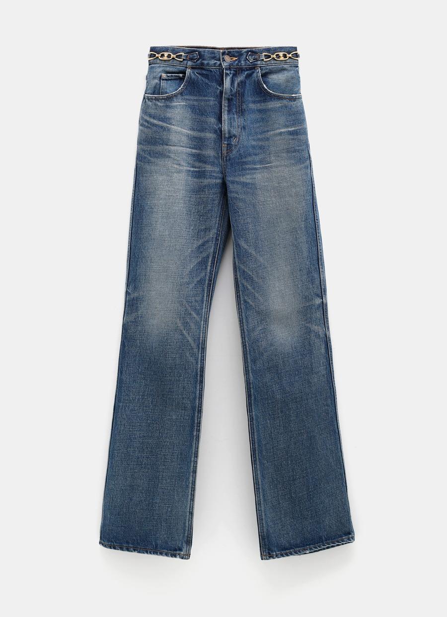 Celine Jane Flared Jeans With Triomphe Detail in Blue | Lyst