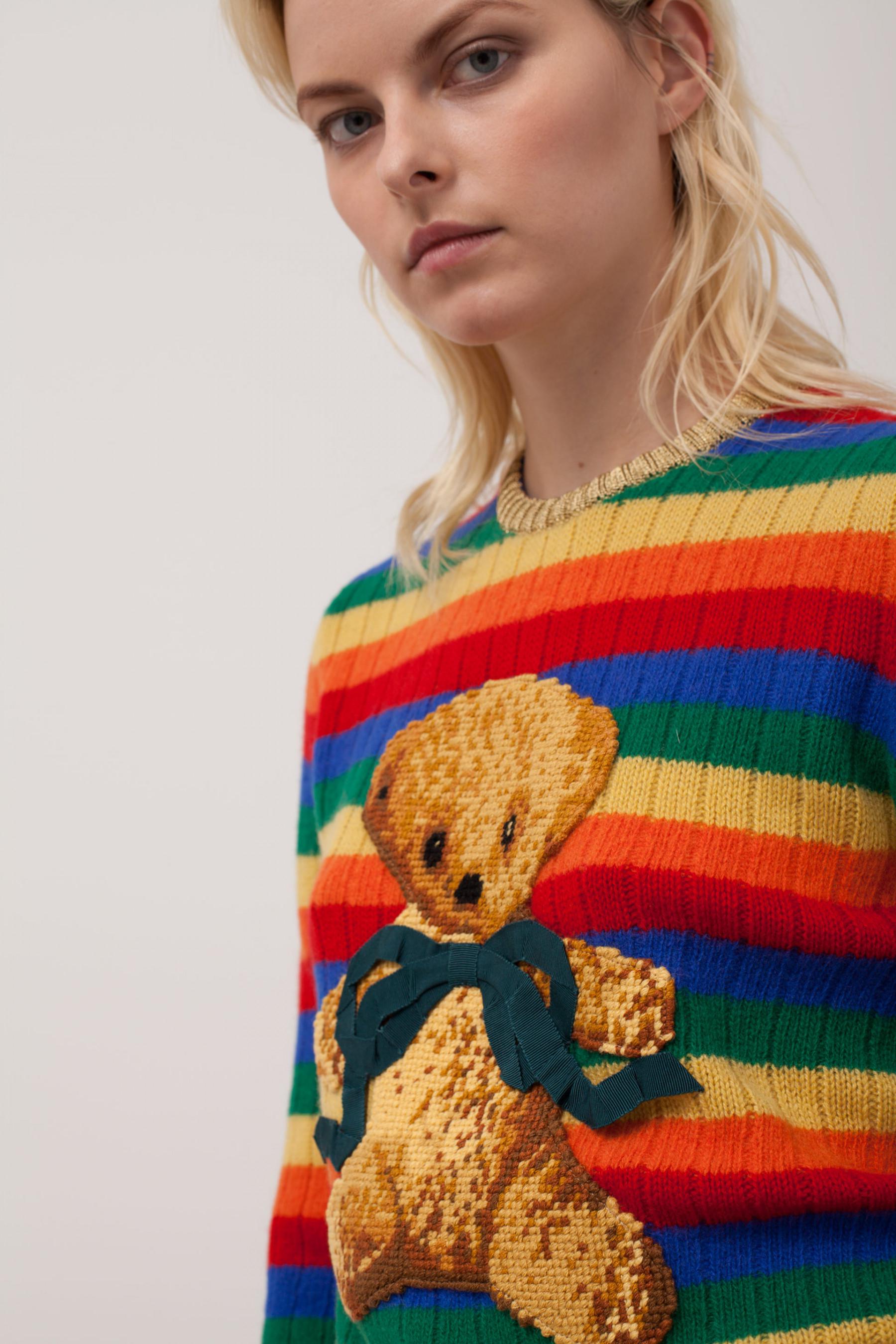 teddy bear ribbed-knit jumper