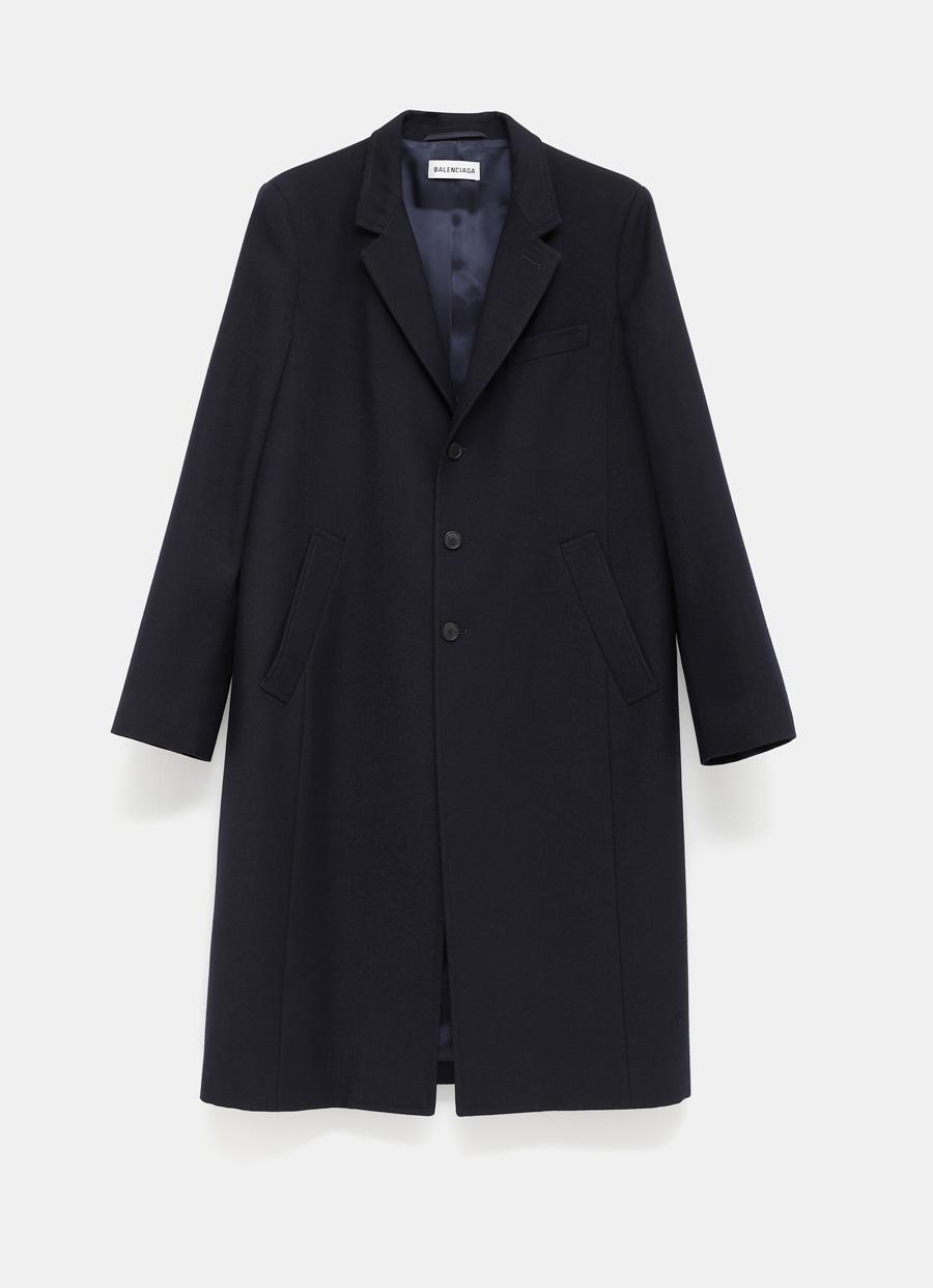 Vintage Balenciaga Wool Coat in Blue | Lyst